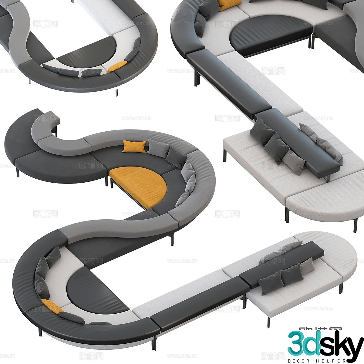Modern special shape locker sofa 3d model
