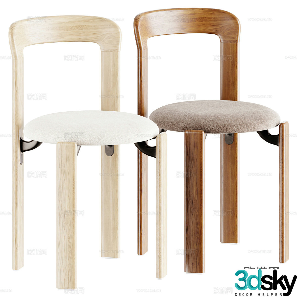 Medium style dining chair 3d model