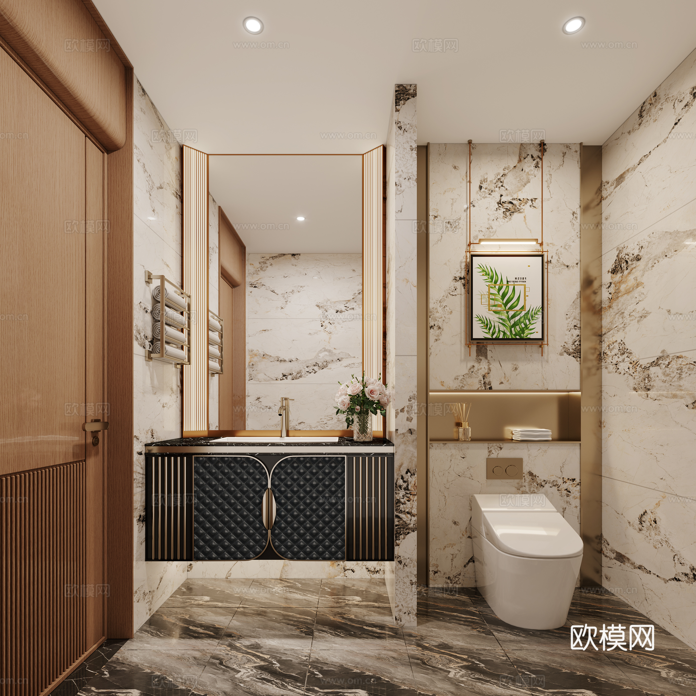 Light luxury club bathroom 3D model