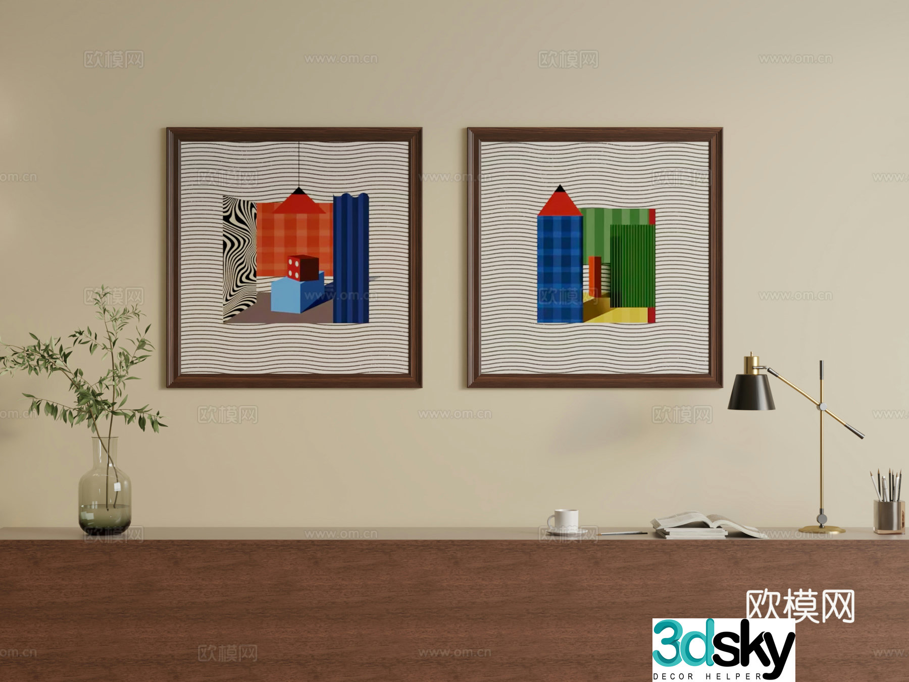Bauhaus hanging painting 3d model