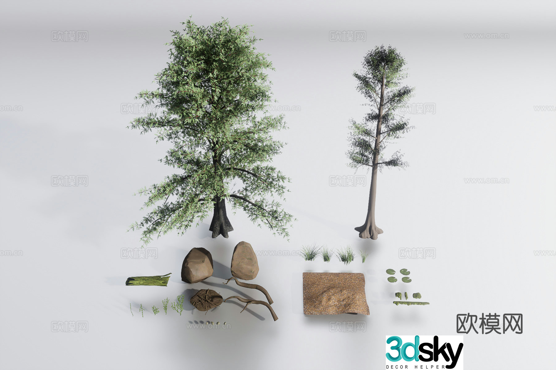Landscape plants and background 3D model