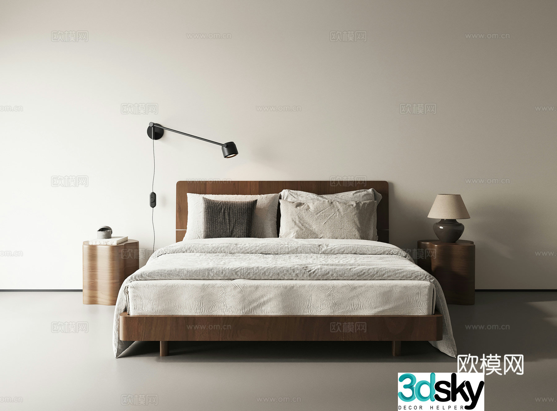 Middle-aged double bed 3d model