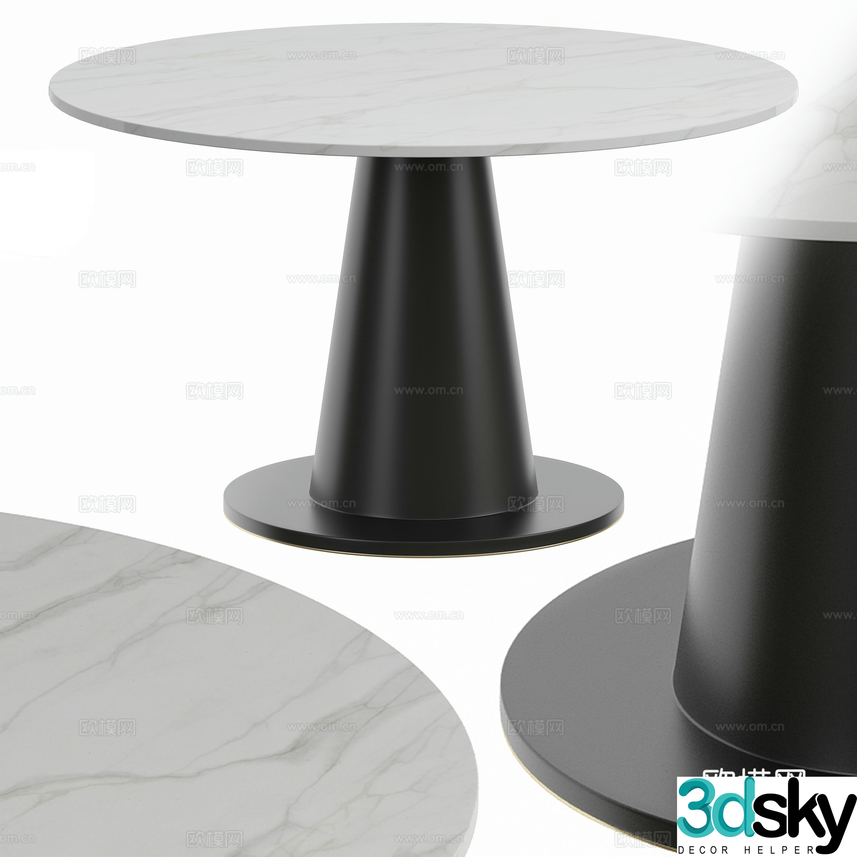 Modern Italian minimalist round dining table 3D model