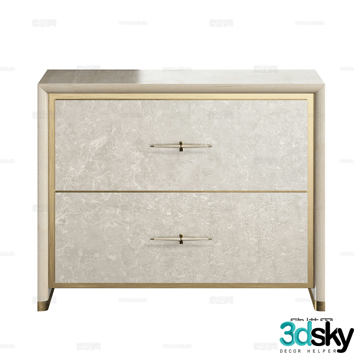 New Chinese style light luxury bedside table 3D model