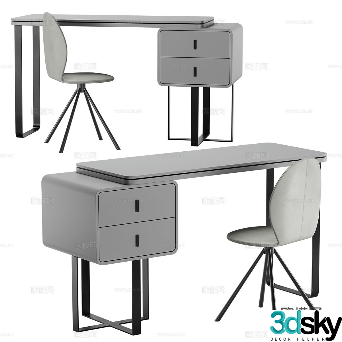 Modern Italian desk and chair 3d model