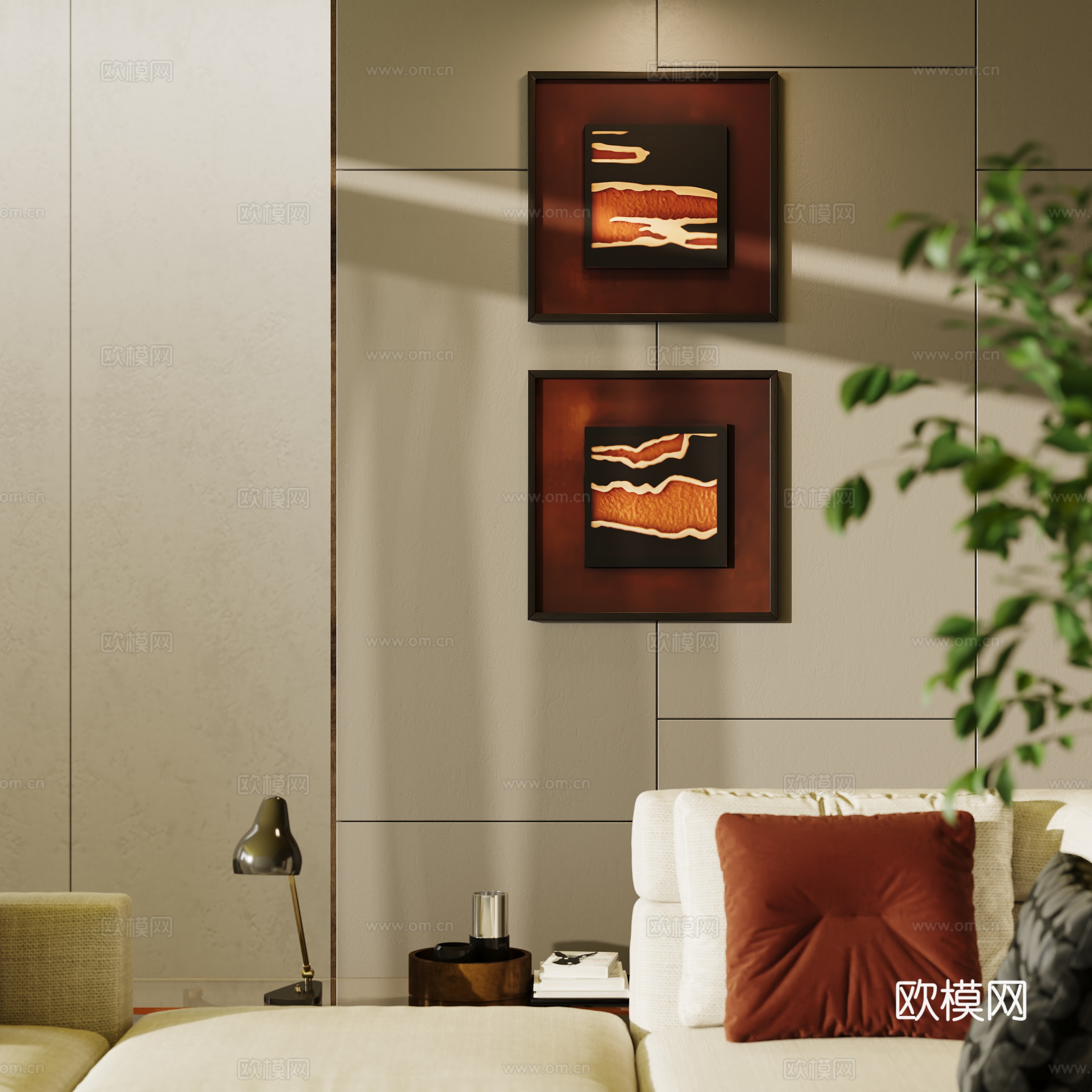 Modern art decorative combination hanging painting 3d model