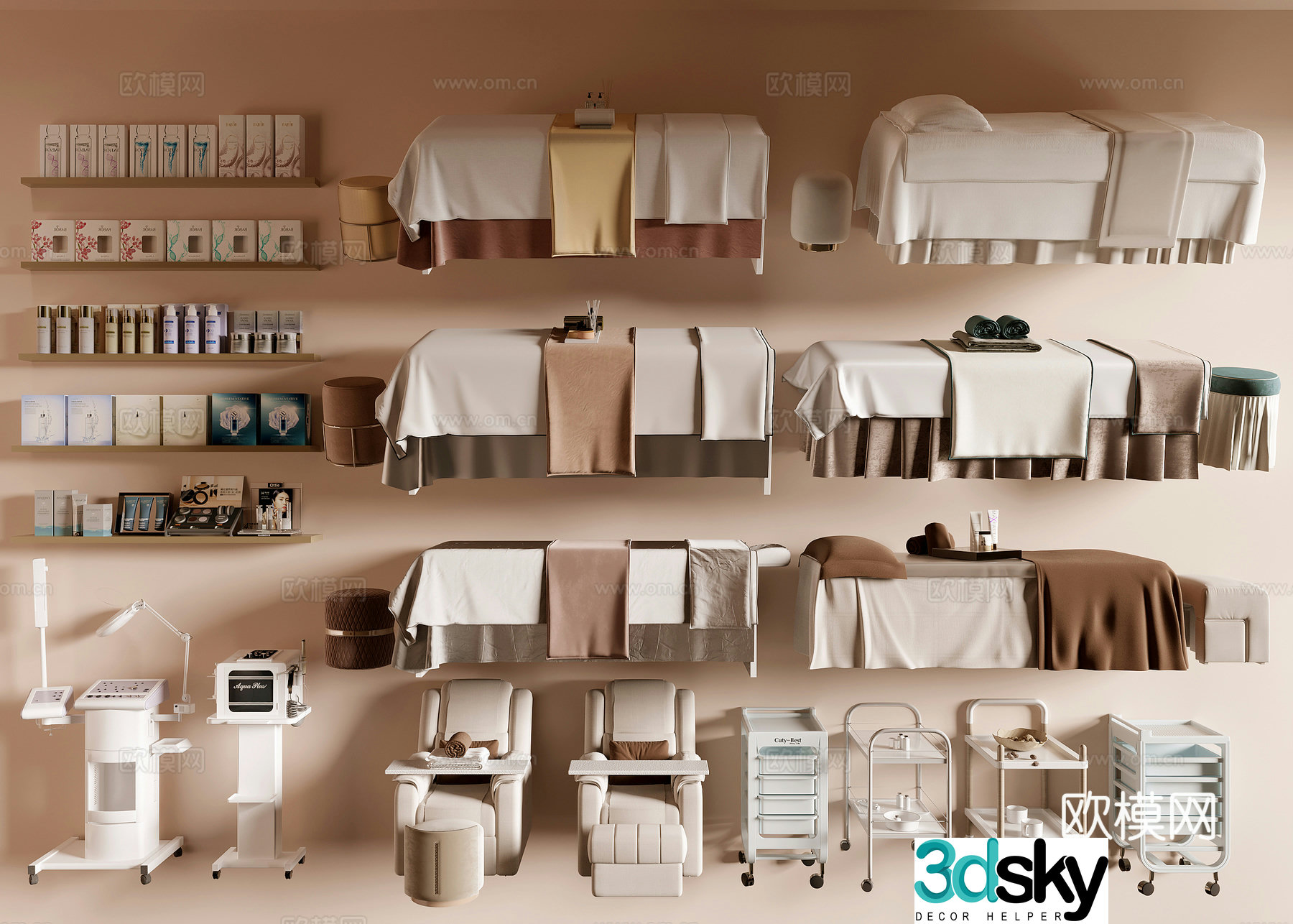 Beauty bed Beauty instrument Skin care products 3D model
