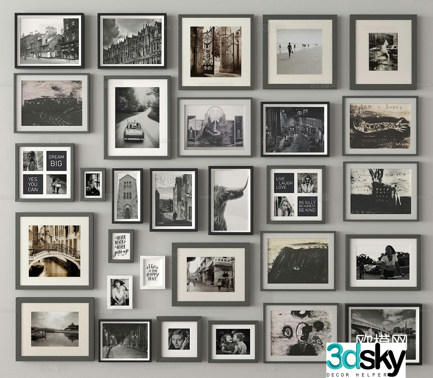 Architectural paintings decorative paintings combination paintings photo walls photo frames 3d model
