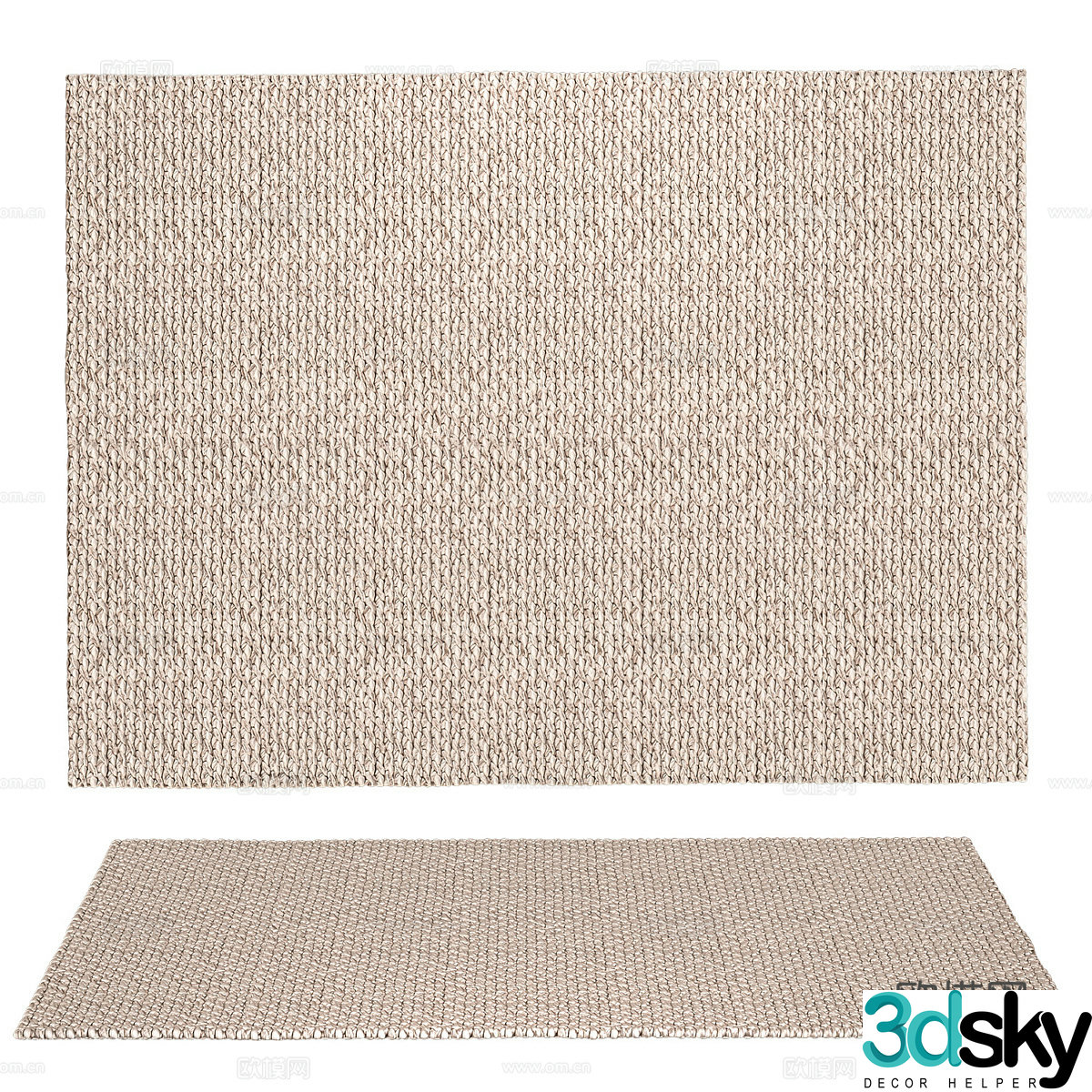 New Chinese style woven straw carpet 3D model