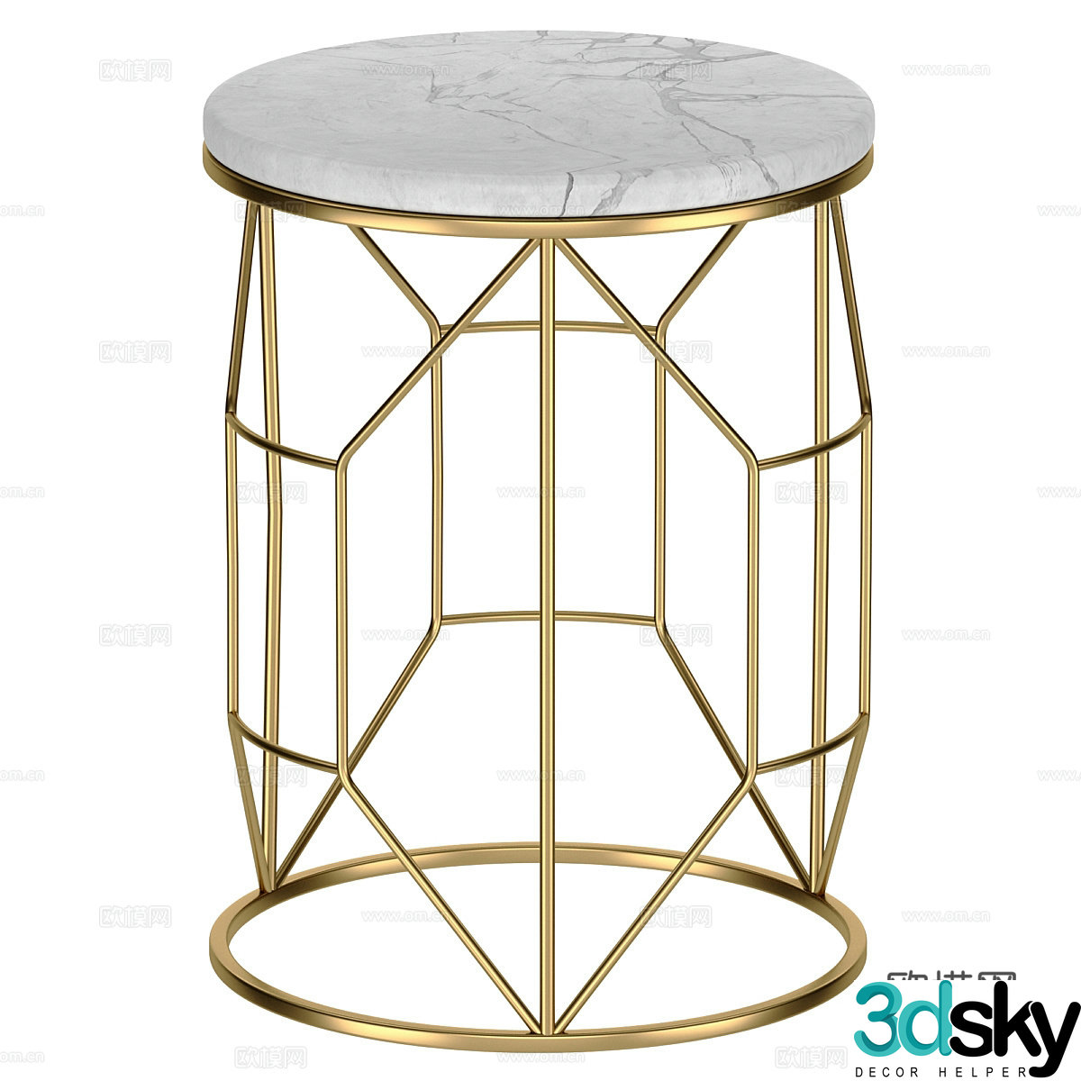 Modern light luxury marble side table 3D model