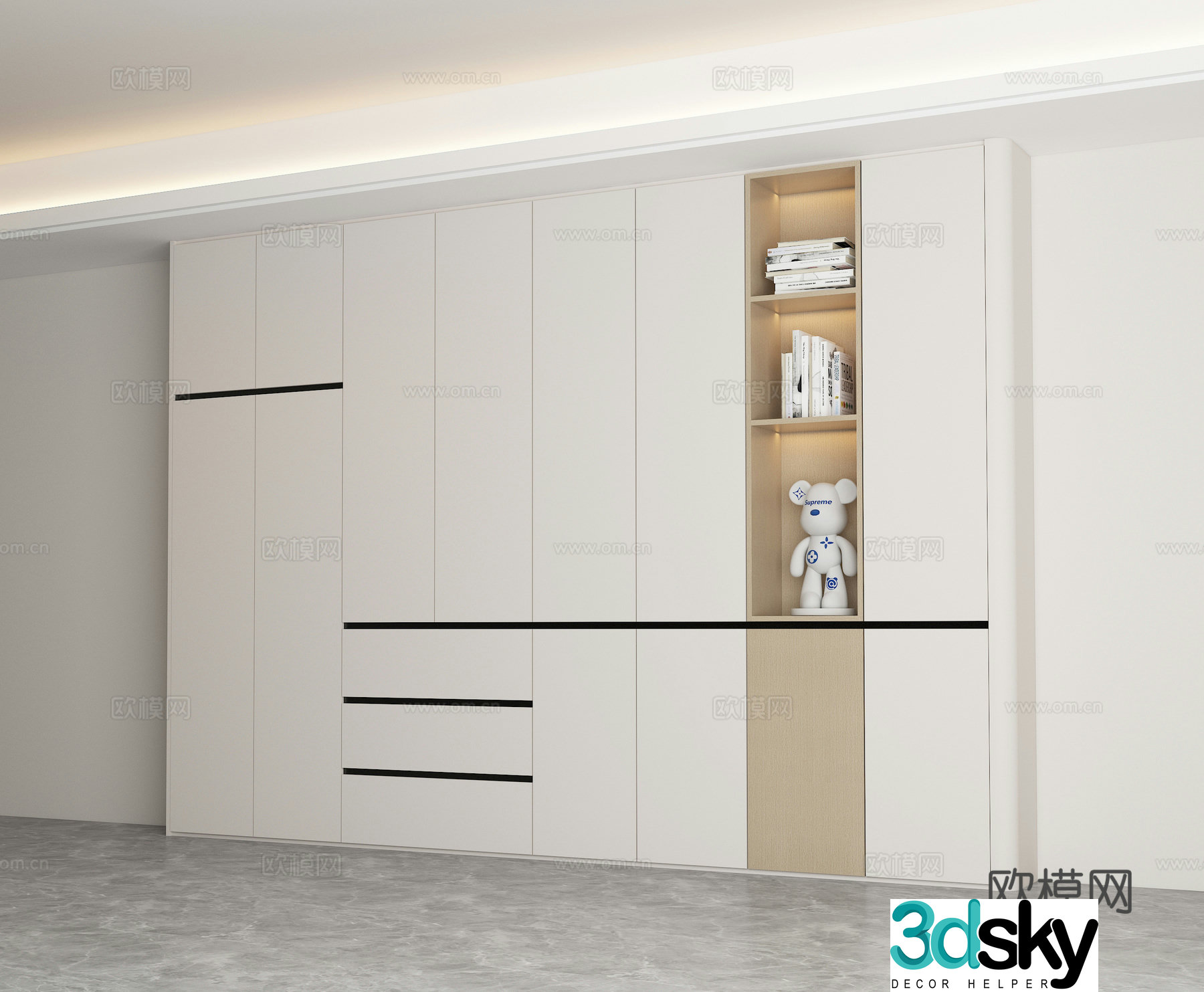 Modern minimalist bookcase decoration cabinet 3d model