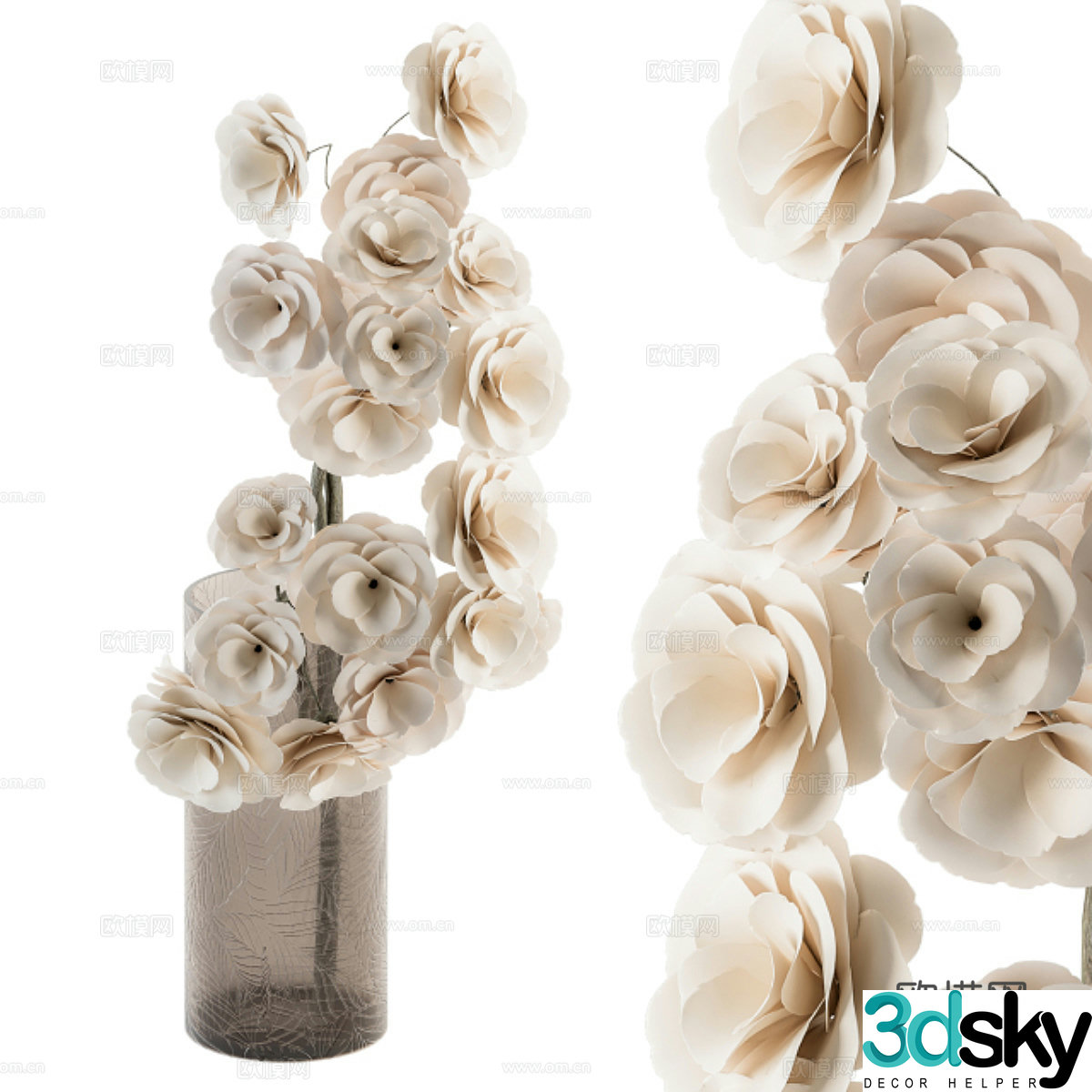 Modern vase flower art 3d model