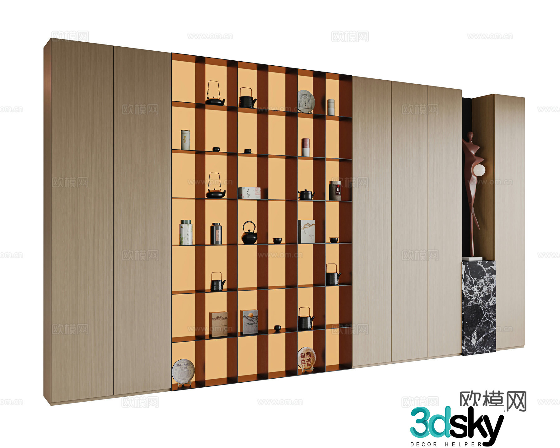 Italian minimalist tea cabinet open decoration cabinet living room decoration cabinet custom tea cabinet multi-function display cabinet 3D model