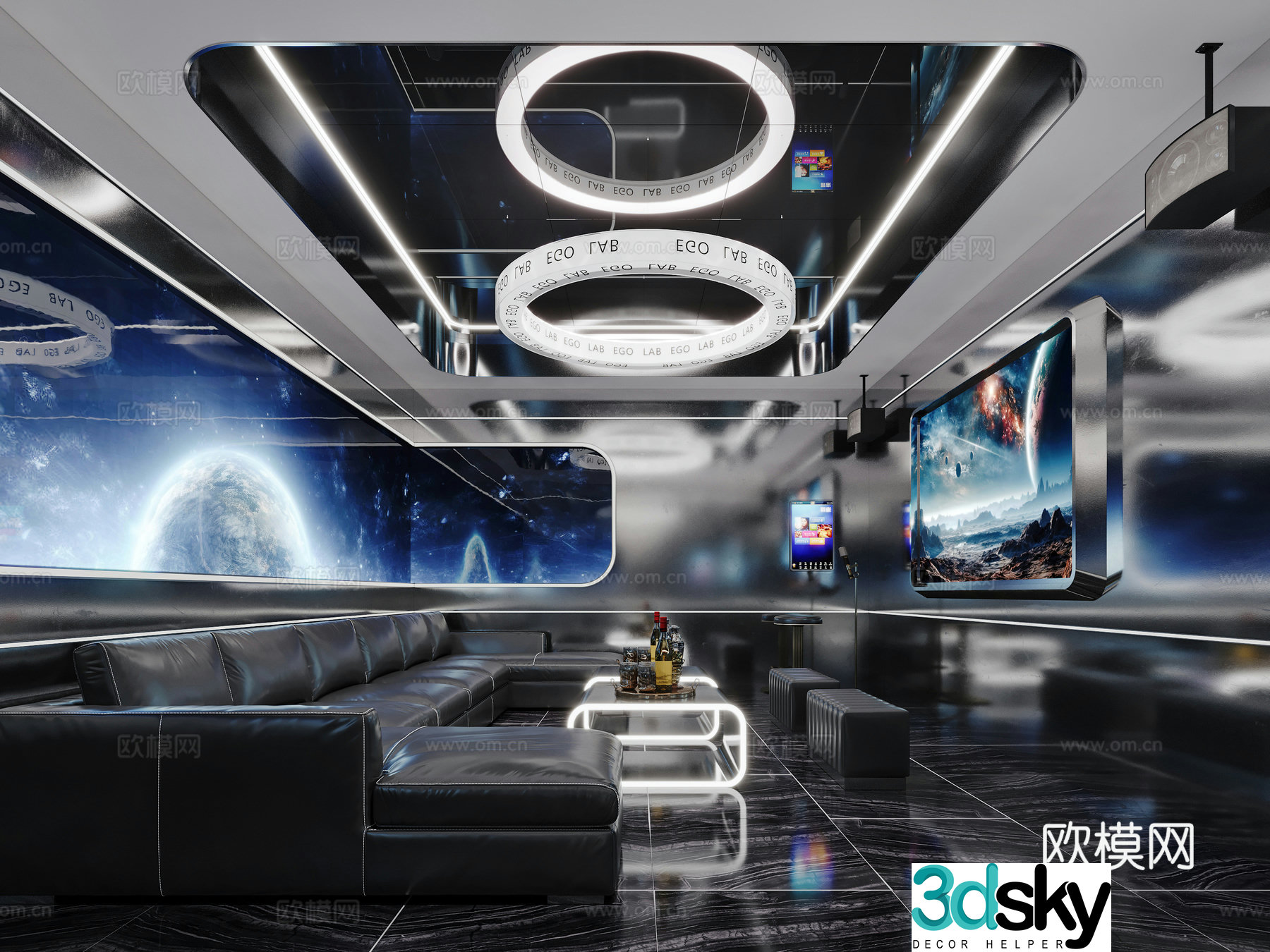 Modern technology-sensing KTV private room 3D model