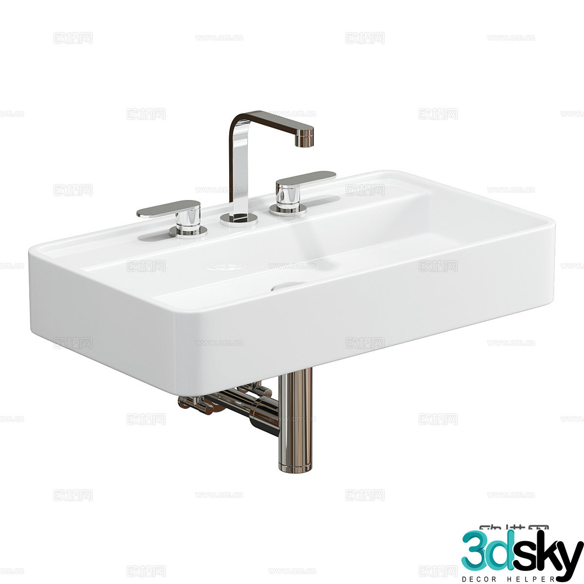 Modern ceramic washbasin 3d model