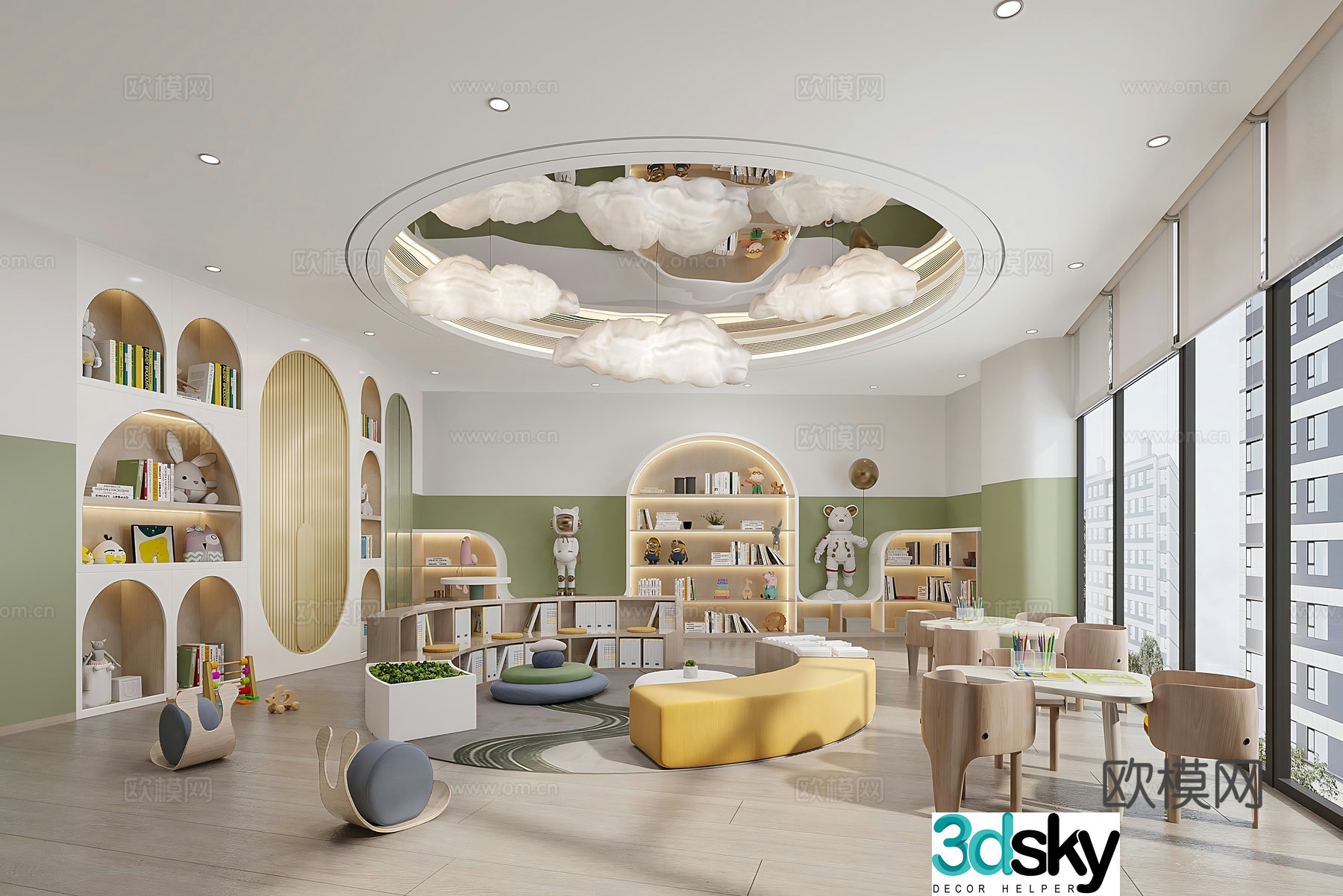 Modern creamy children’s play area 3d model