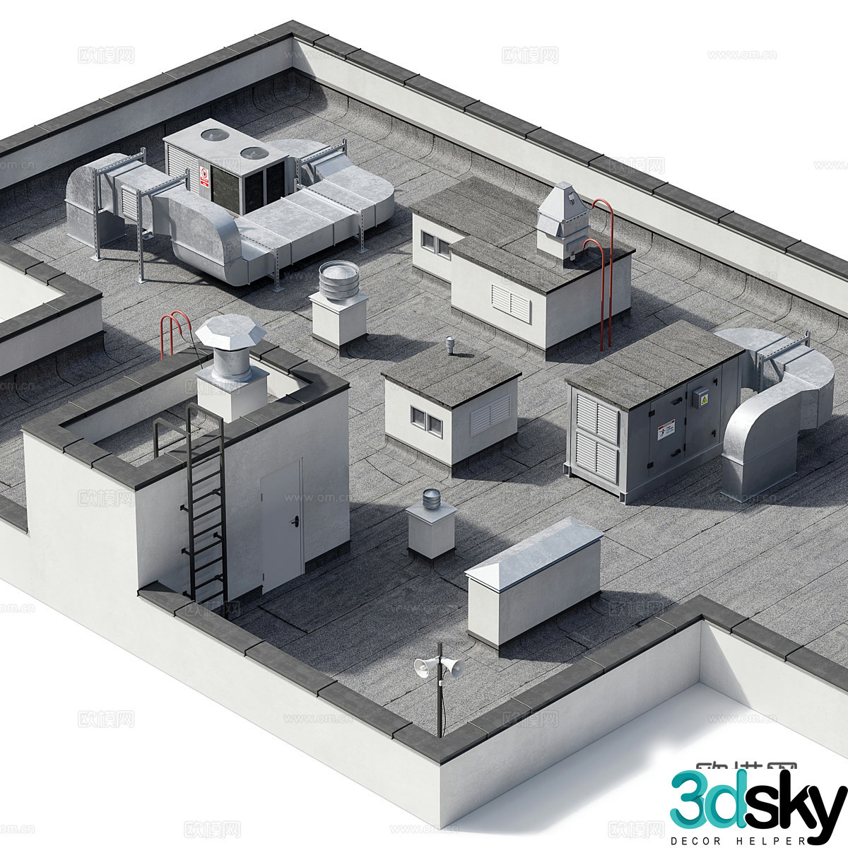 Roof HVAC System Building Roof Facilities 3D Model