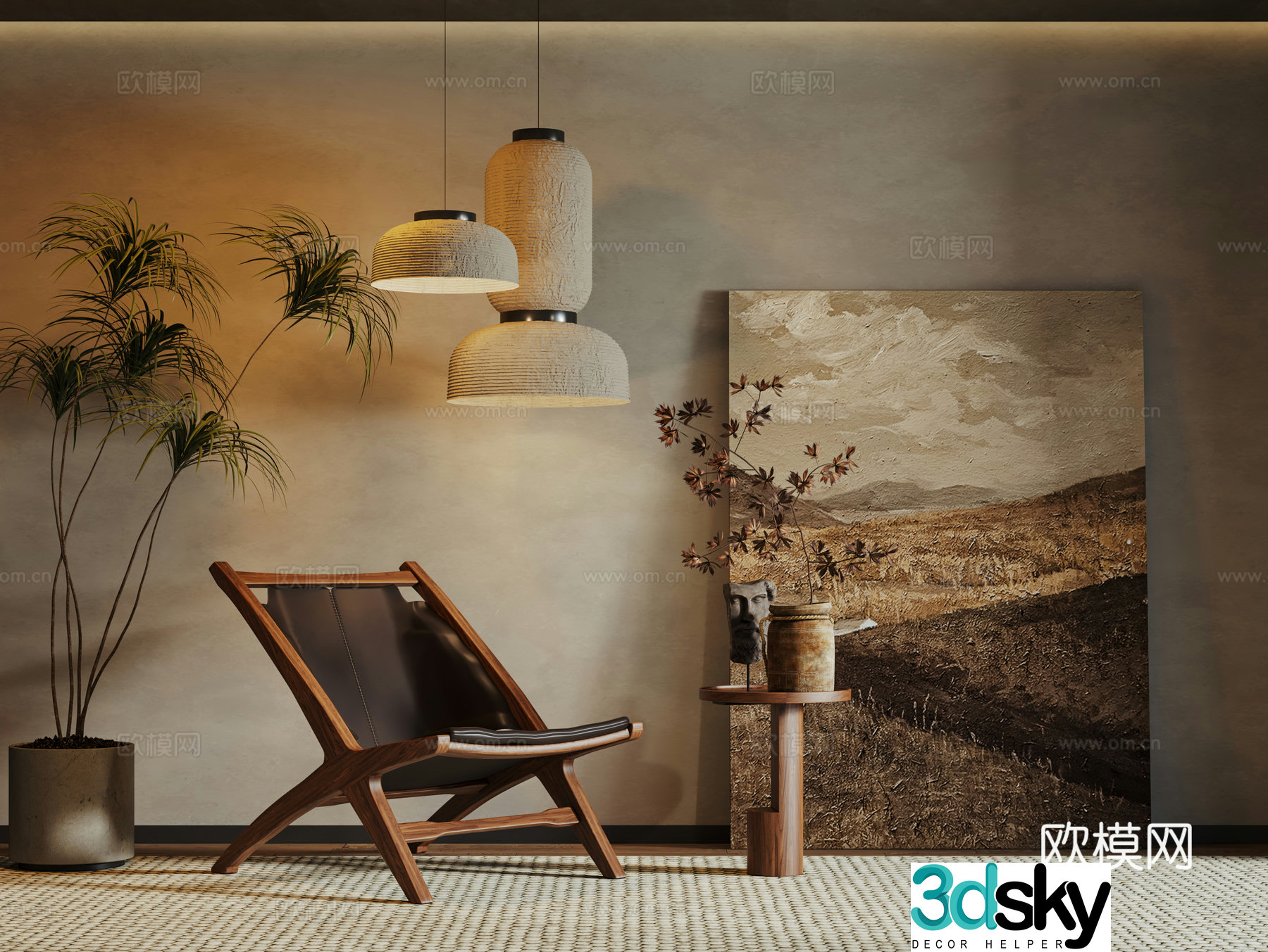 Medium style leisure chair 3d model