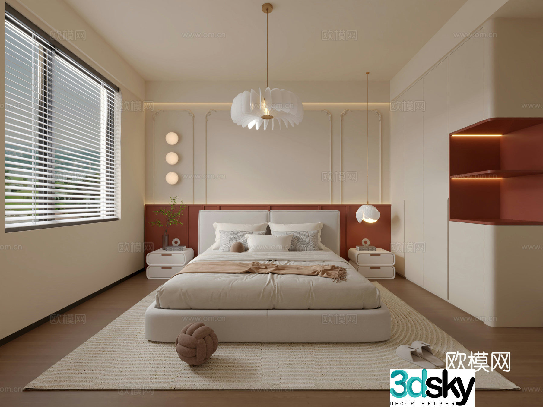 French minimalist bedroom 3d model