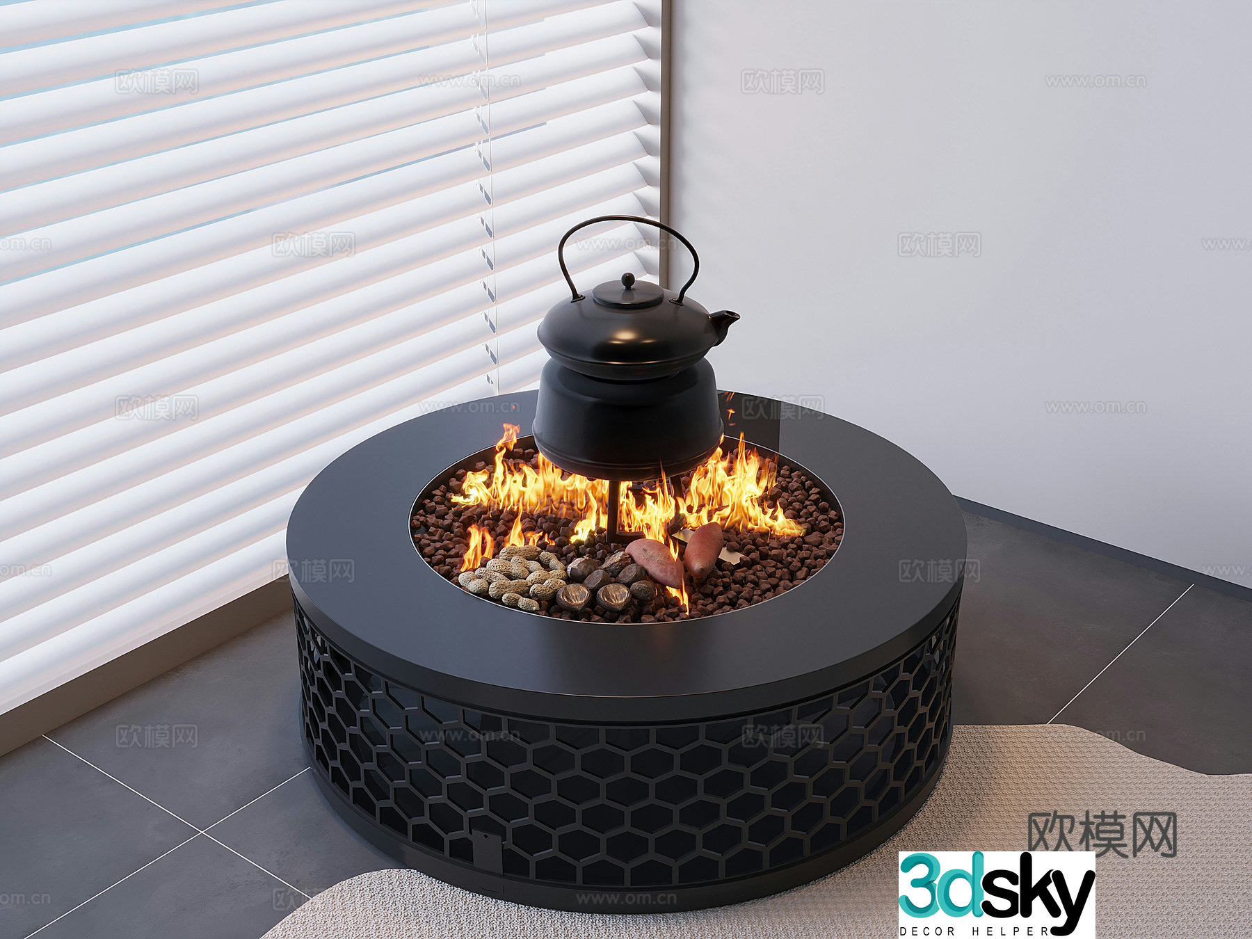 BBQ stove cooking tea in the stove smokeless barbecue stove 3D model