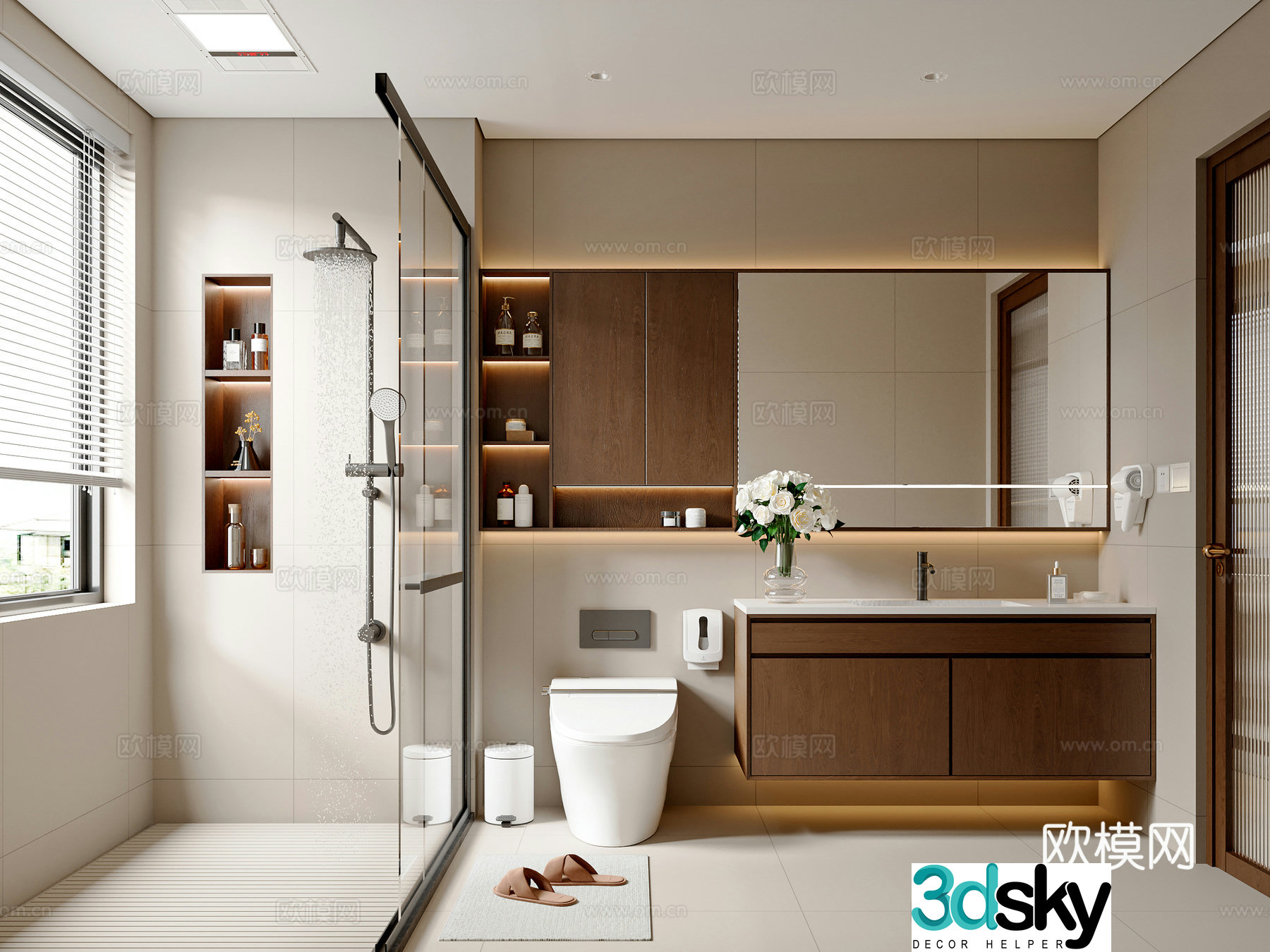 Modern medieval style bathroom bathroom cabinet bathroom supplies toilet shower 3d model
