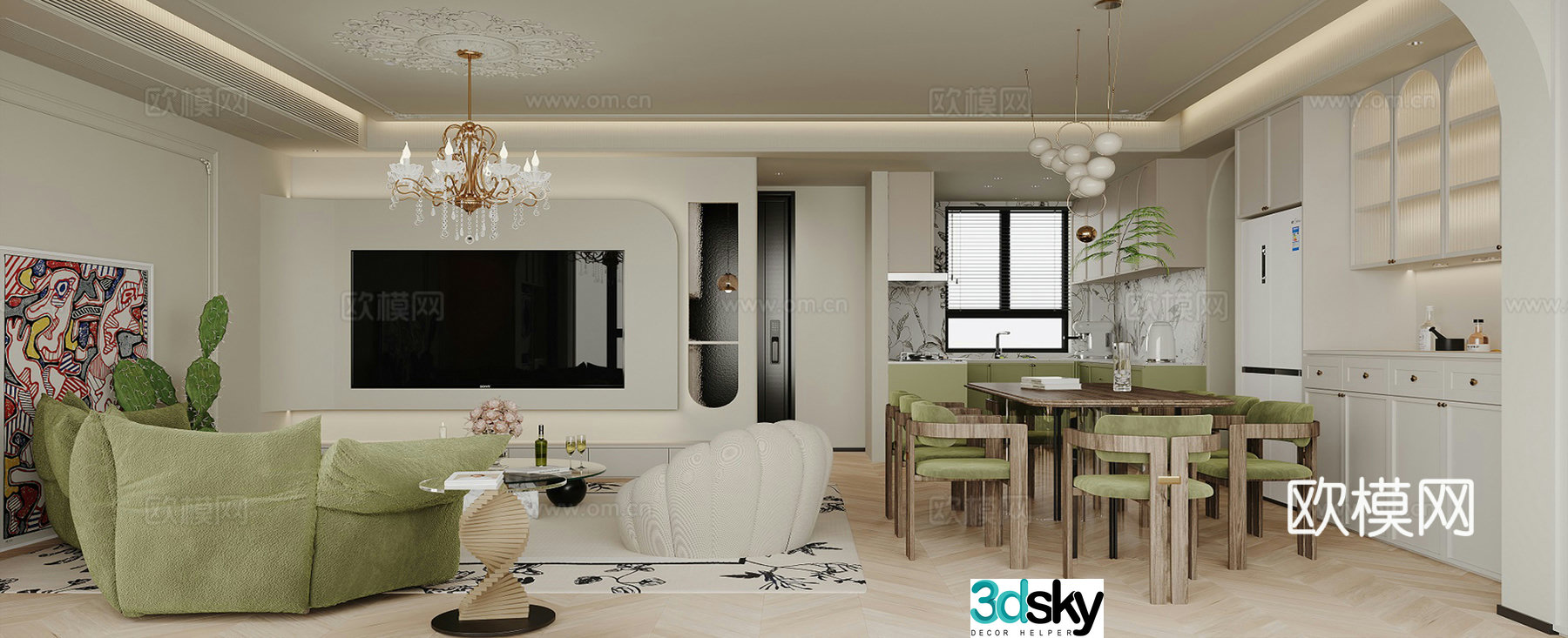 French Cream Style Restaurant 3D Model