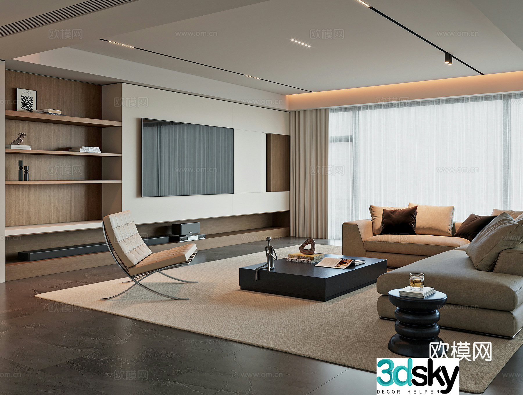 Modern Italian living room 3d model