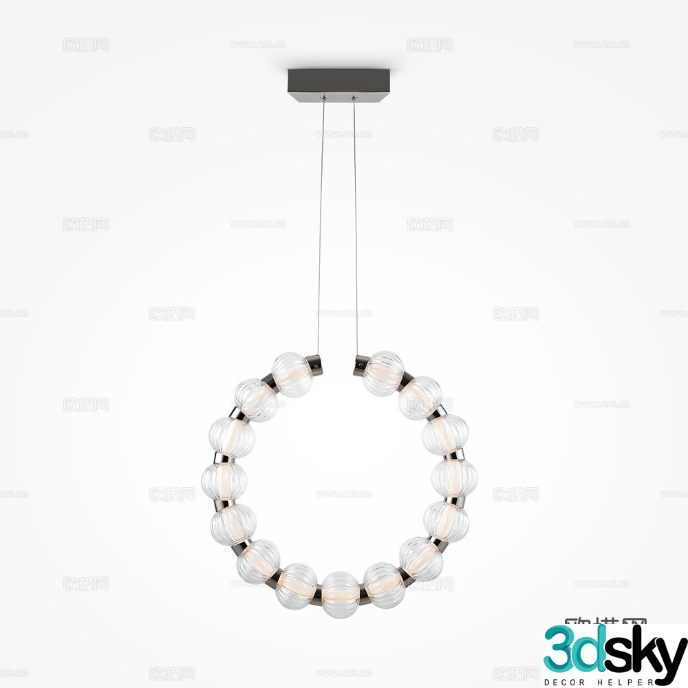 Modern ring restaurant chandeliers 3d model