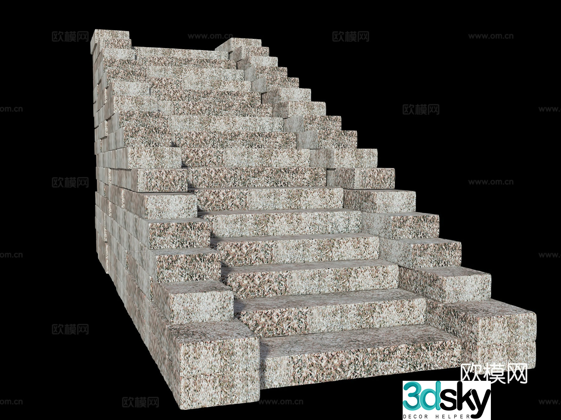 Bluestone slab steps Park slab old stone slab steps Rural wool stone slab steps Natural stone slab steps 3D model