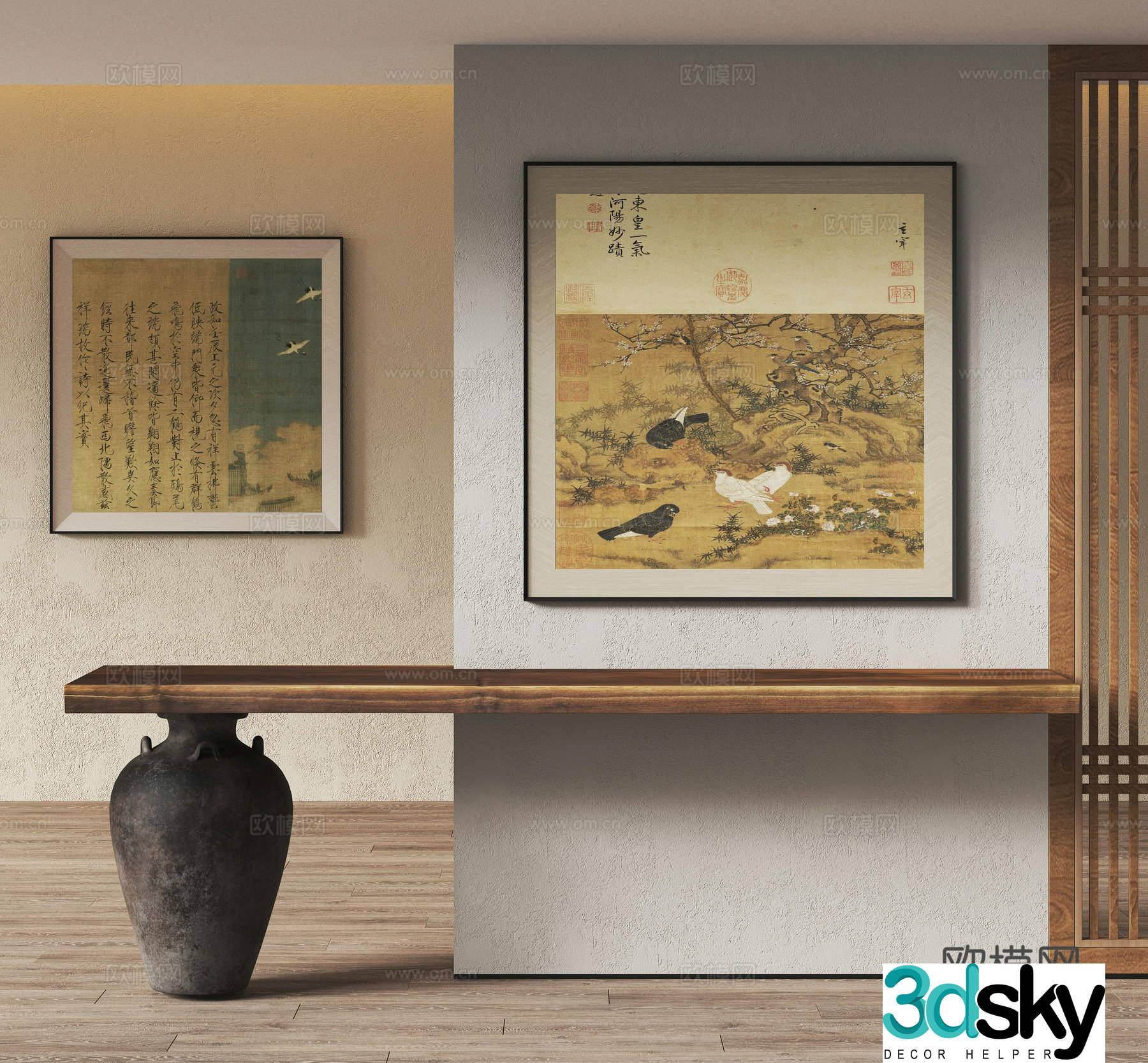 Song style aesthetic decorative painting 3D model