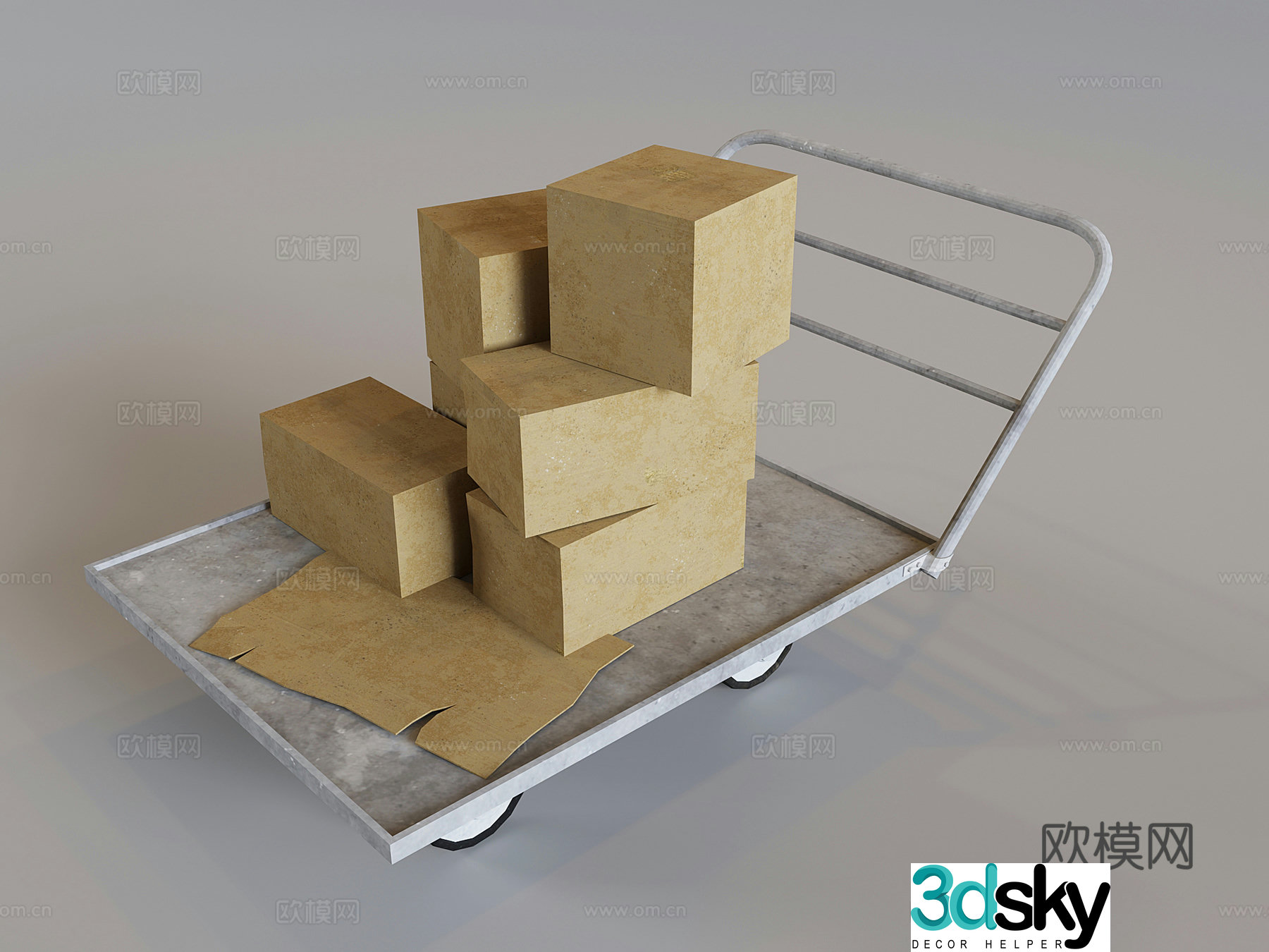Moving trolley flatbed truck push truck pulling truck push cart 3d model