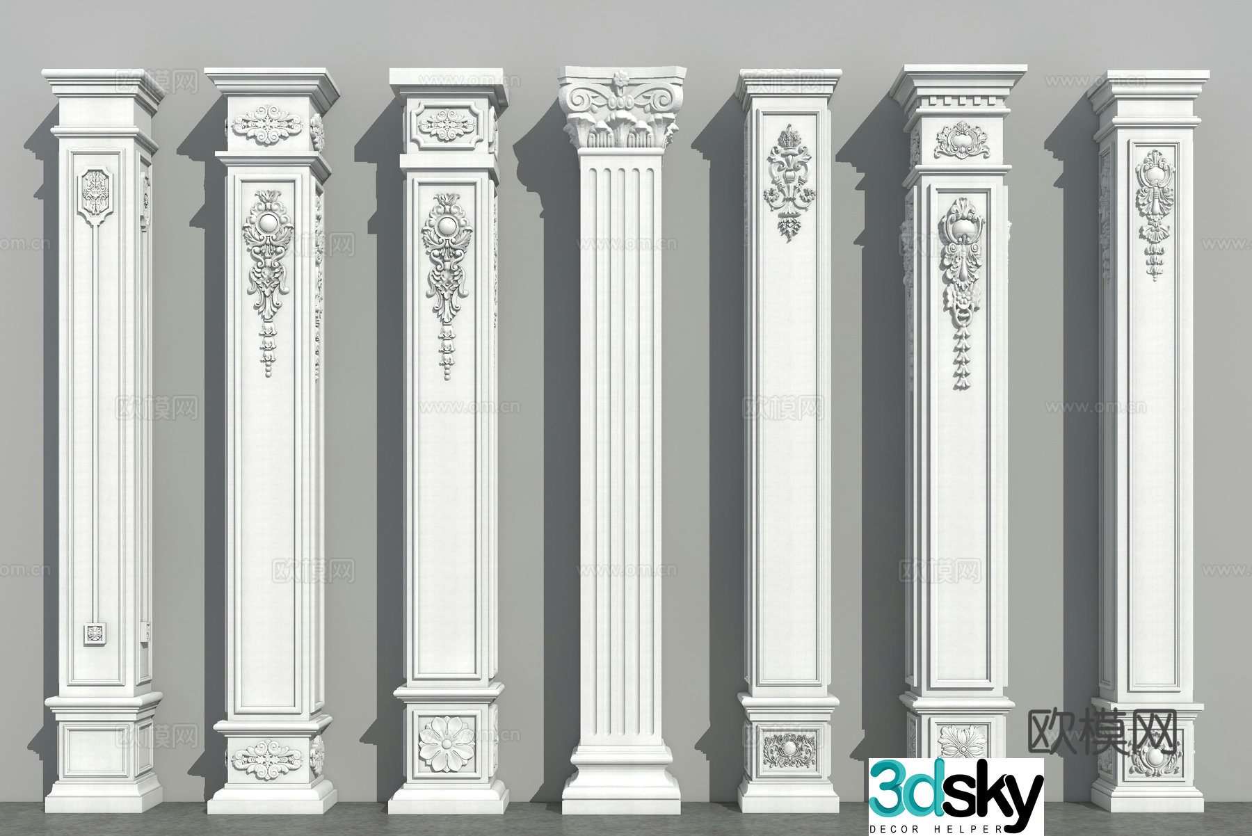 European columns corner columns side columns hall columns 3D model