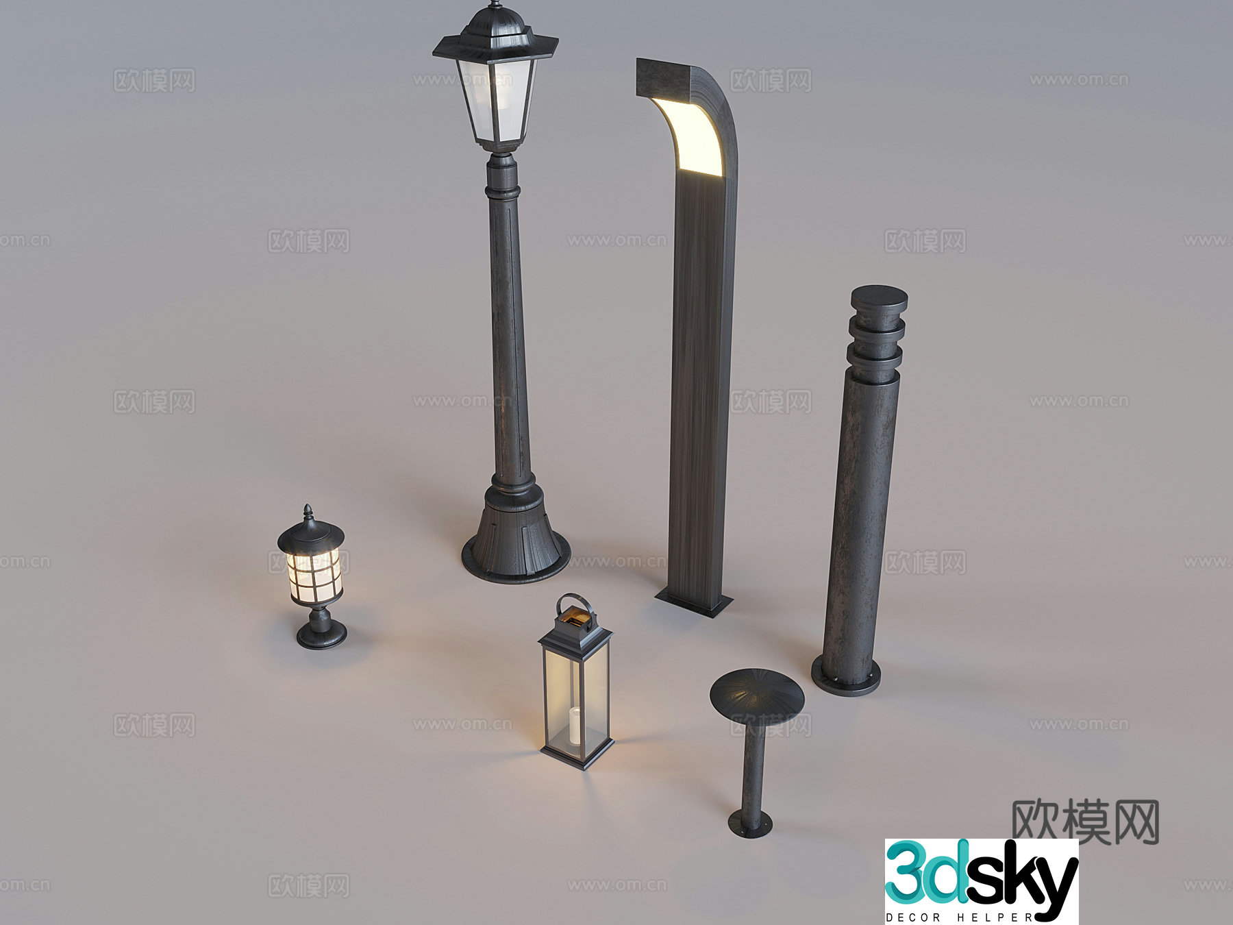 Outdoor street light landscape light New Chinese style courtyard lawn light grass lamp lamp post 3d model