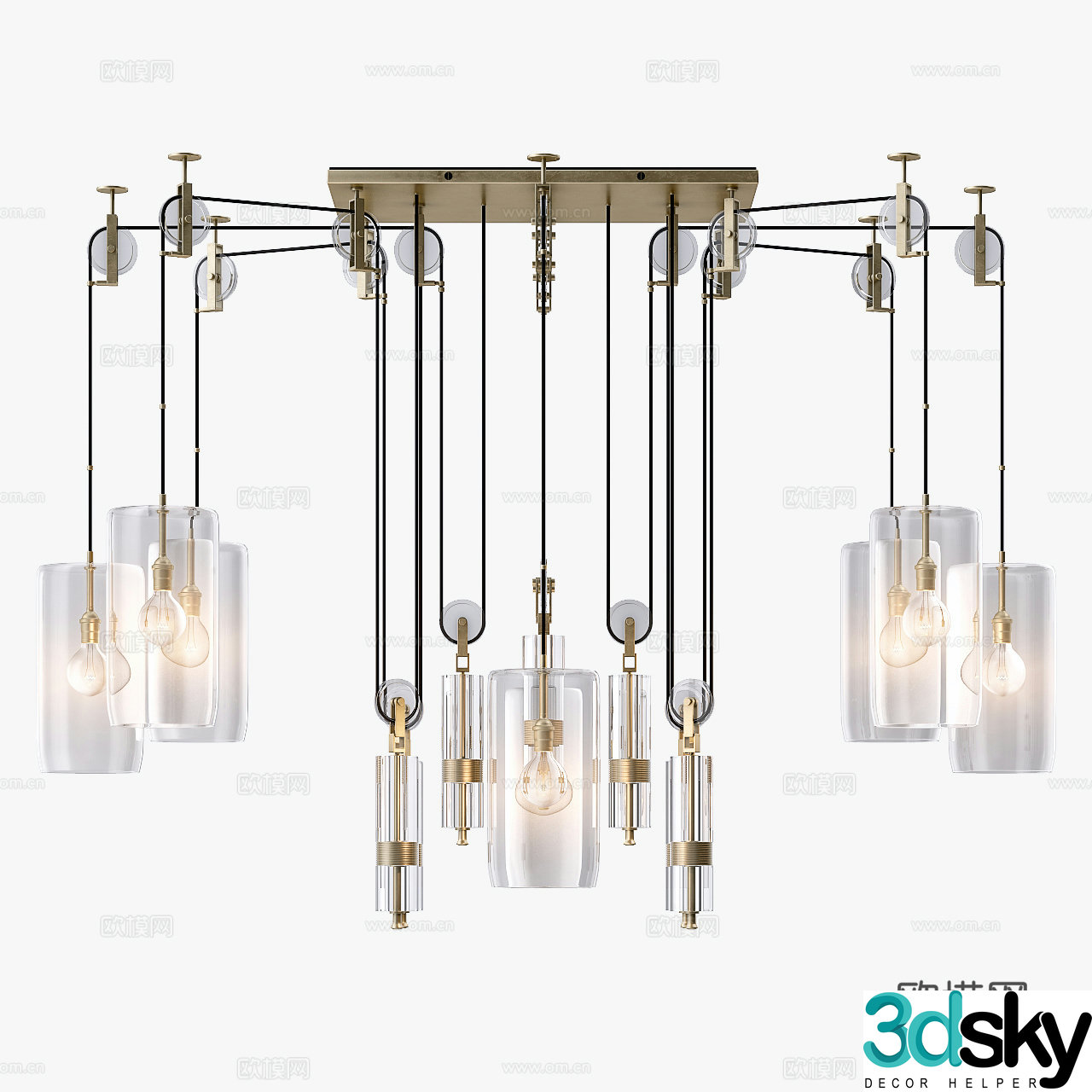 Modern light luxury decorative chandeliers 3d model