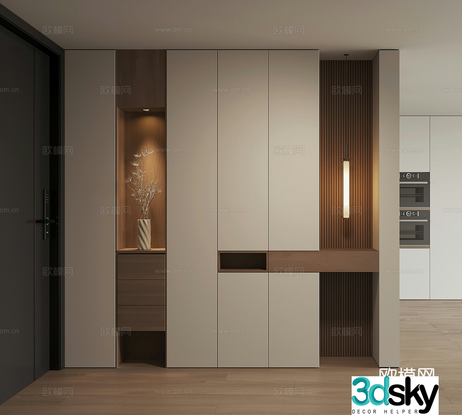 Modern home entrance shoe cabinet 3D model