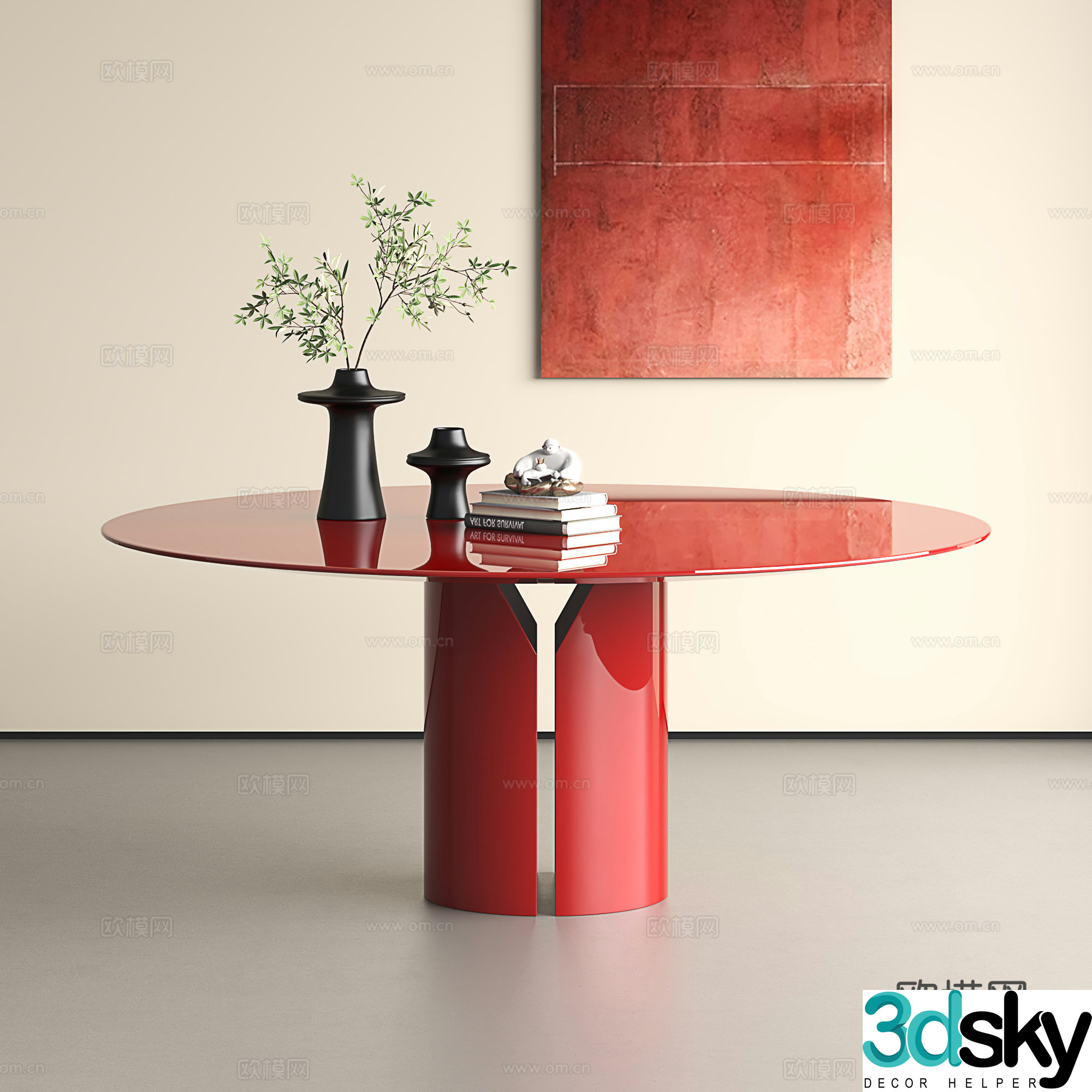 Modern dining table round table 3d model