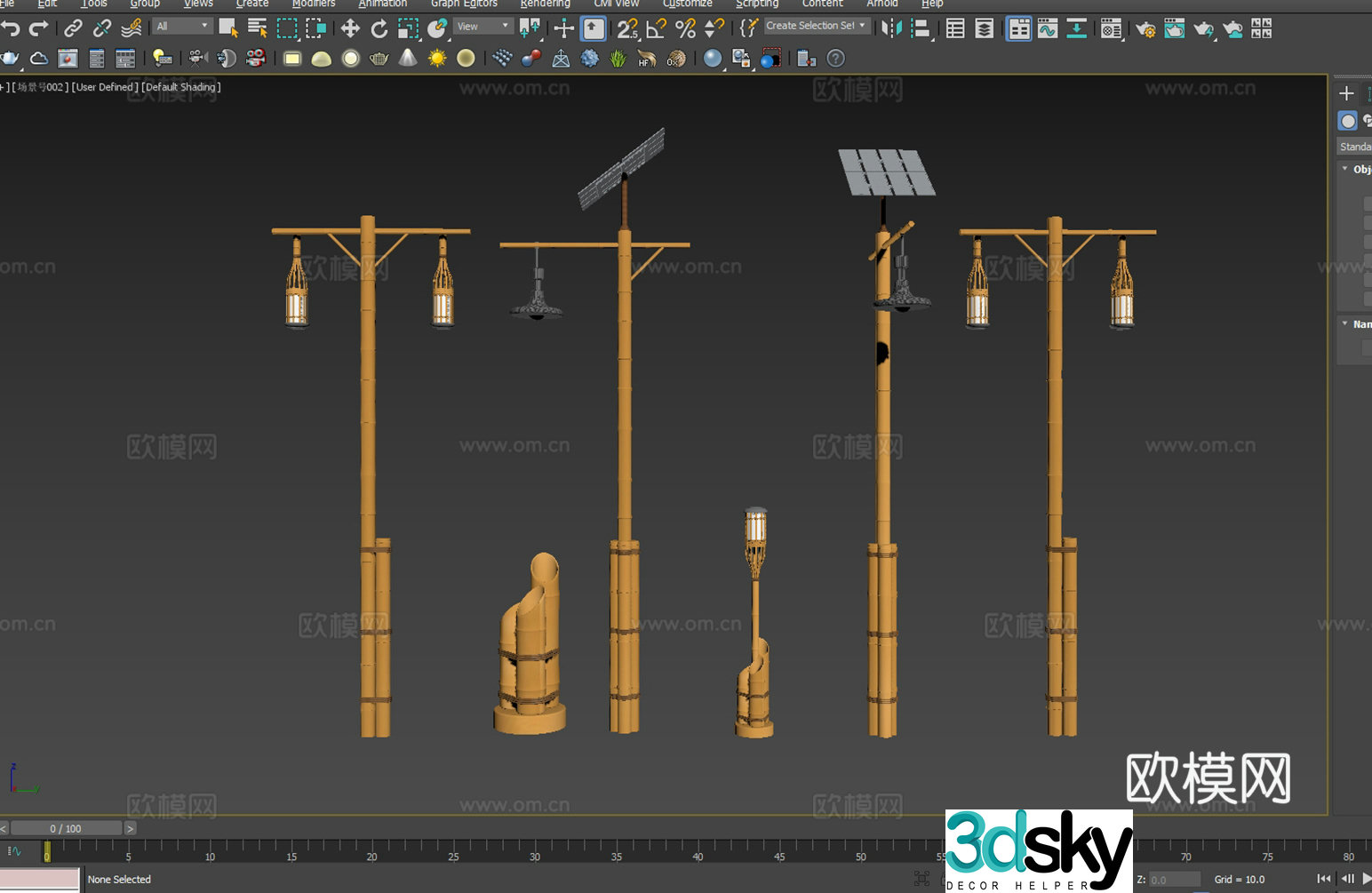 New Chinese style bamboo rural street lights rural lighting system solar street lights ecological lighting system 3D model
