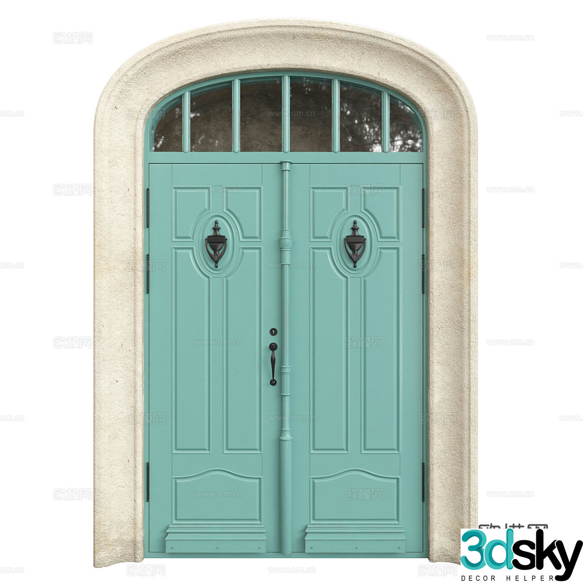 American retro arched double door 3D model