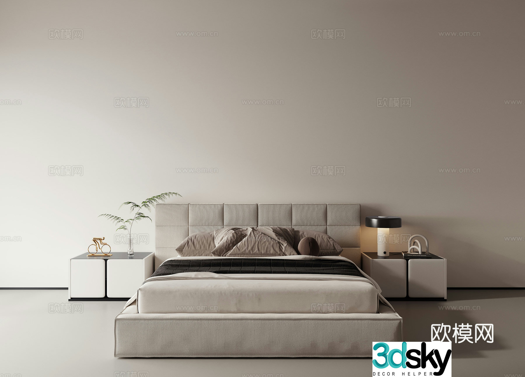 Modern double bed 3d model