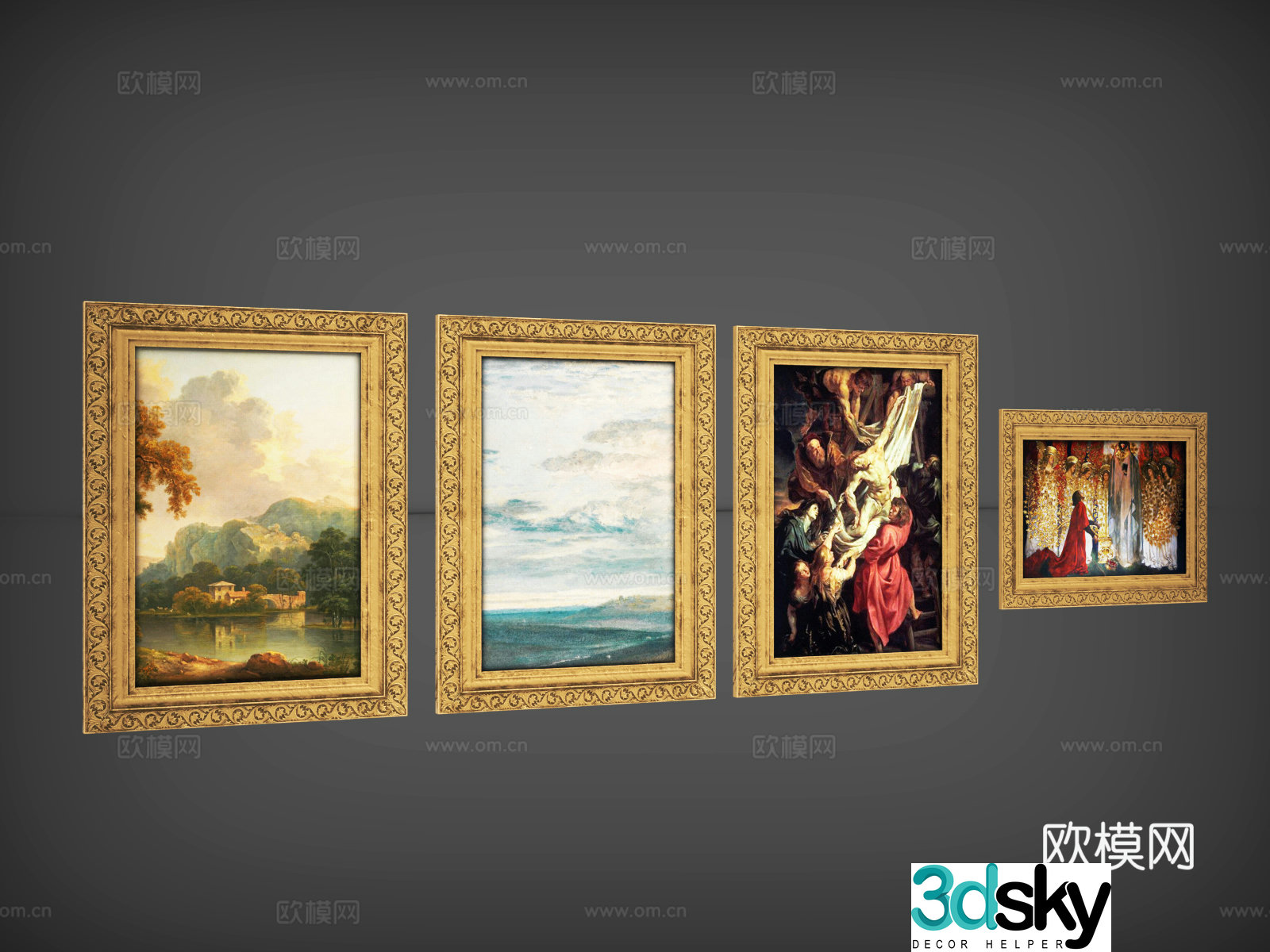 Oil painting mural picture frame wall painting artwork 3d model