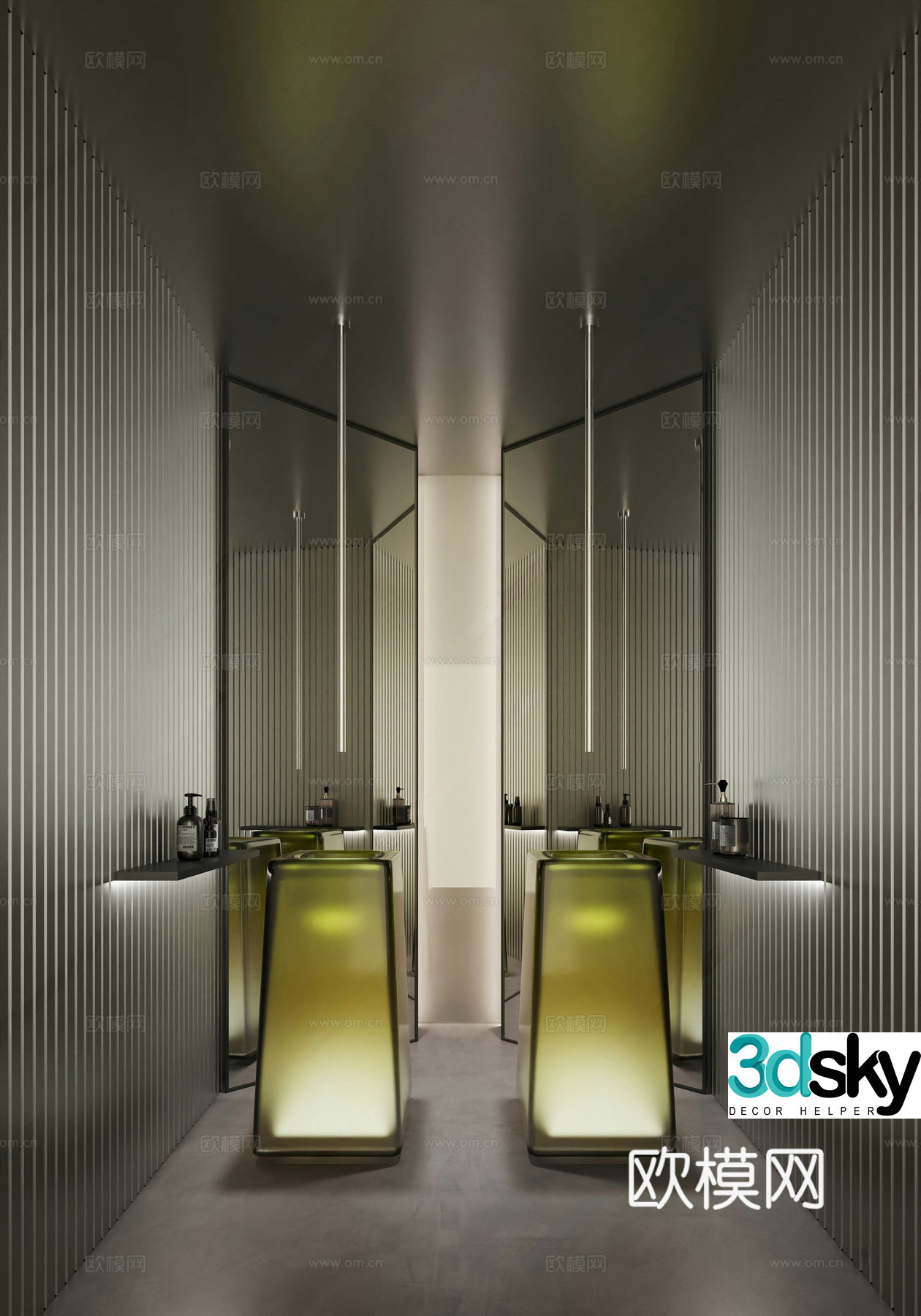 Modern minimalist bathroom bathroom sink black and white bathroom black and white gray bathroom half wall bathroom 3d model