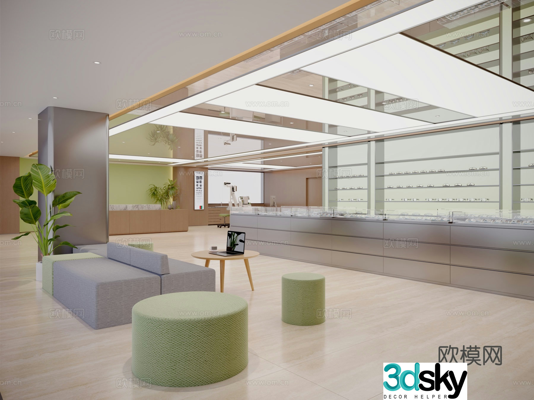 Modern ophthalmology eyewear store 3d model