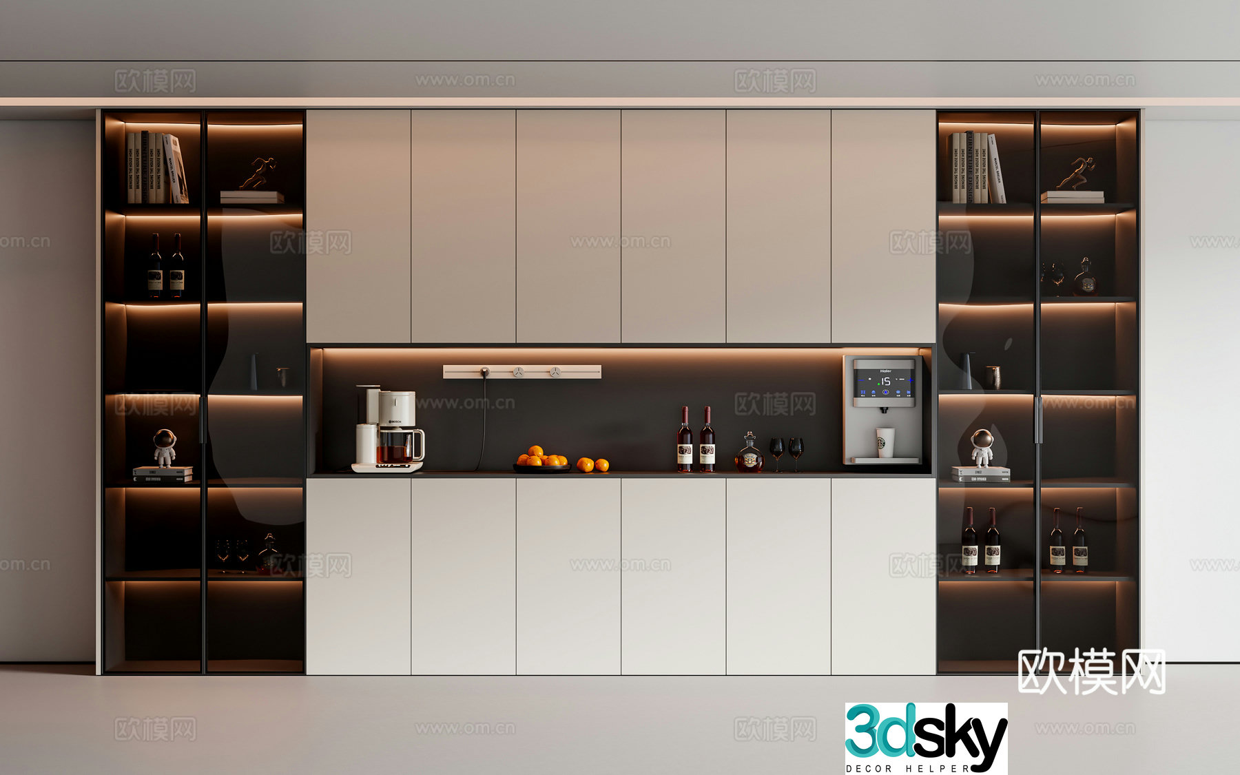 Modern wine cabinet sideboard 3D model
