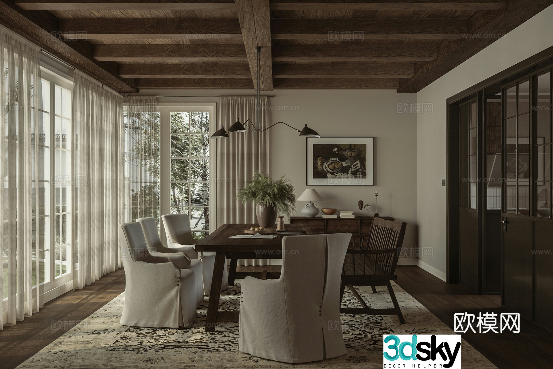 Wasabi Middle Style B&B Restaurant 3D Model