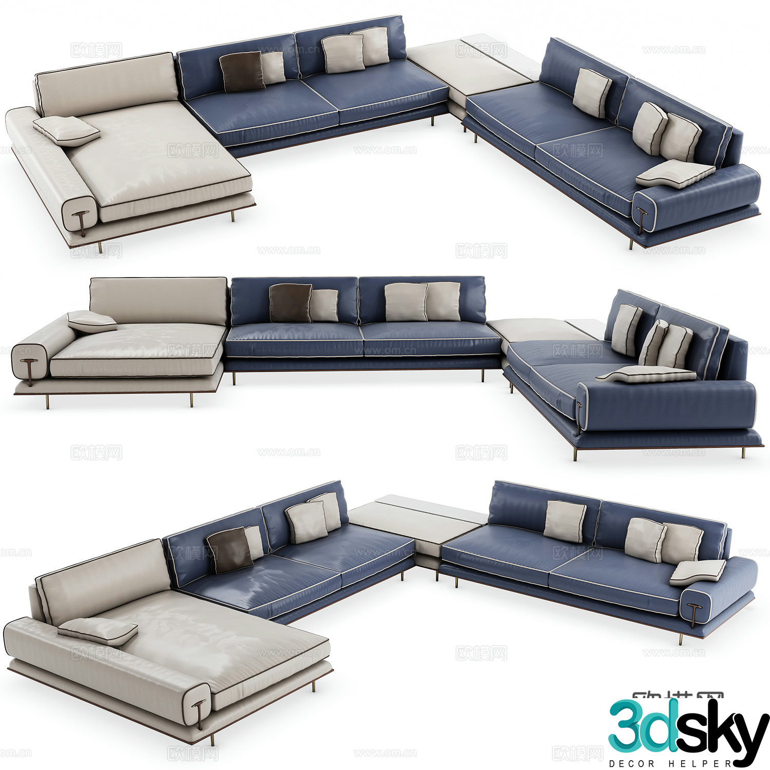 Modern Italian Turri BLUES Combination Sofa 3D Model