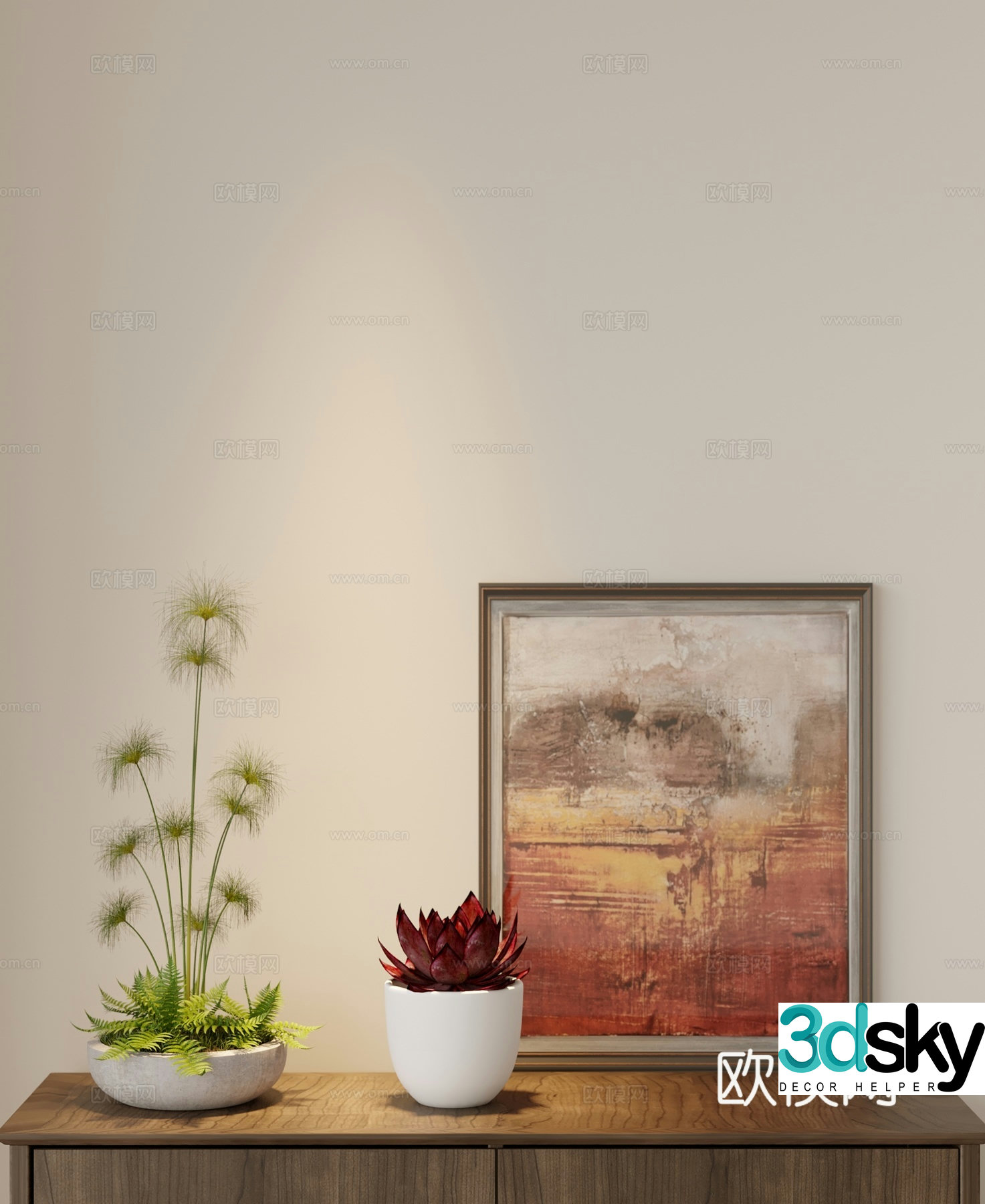 Potted plant combination 3D model