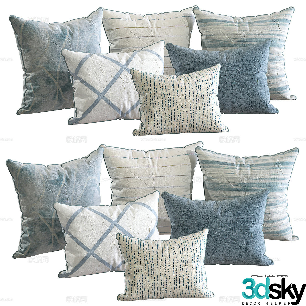 New Chinese style fabric pillow 3D model