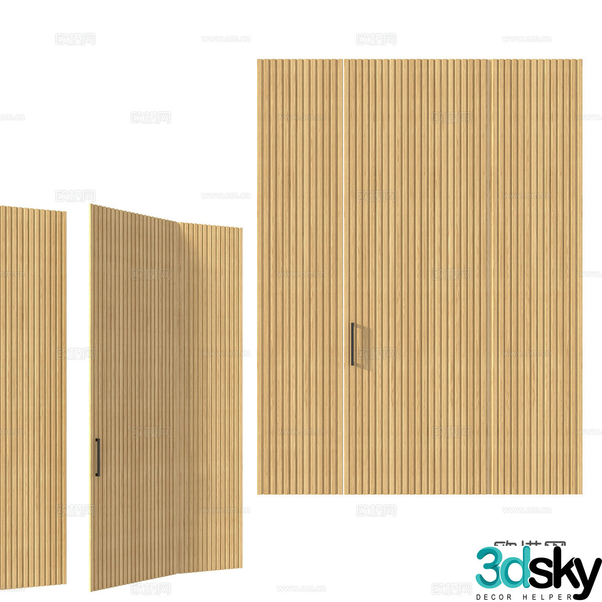 Nordic simple room door entrance door bedroom door garden landscape door 3d model