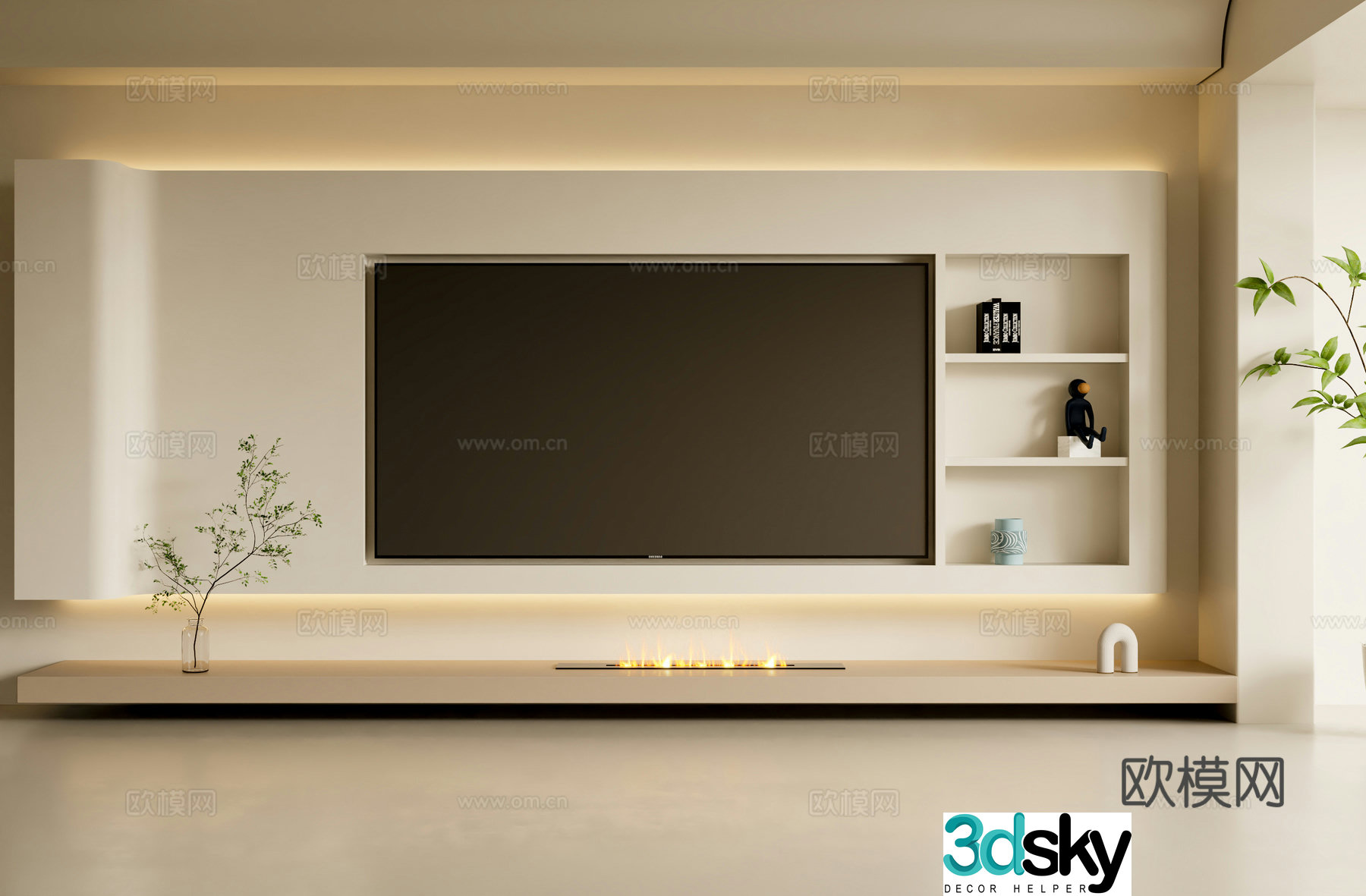 Living room background wall 3d model