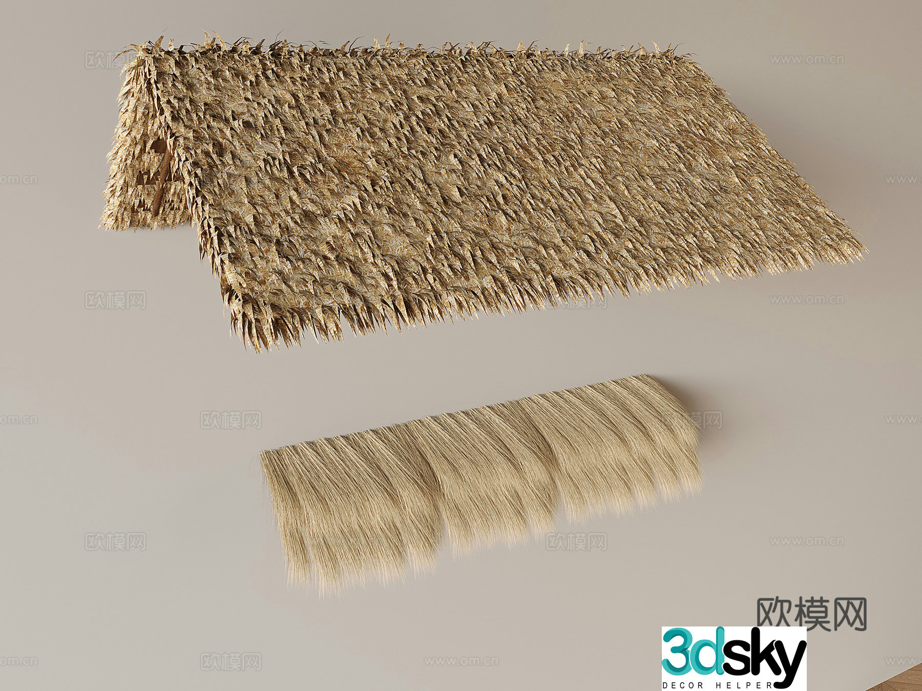 Thatched shed grass bandage thatched roof sunshade Chinese straw eaves 3D model